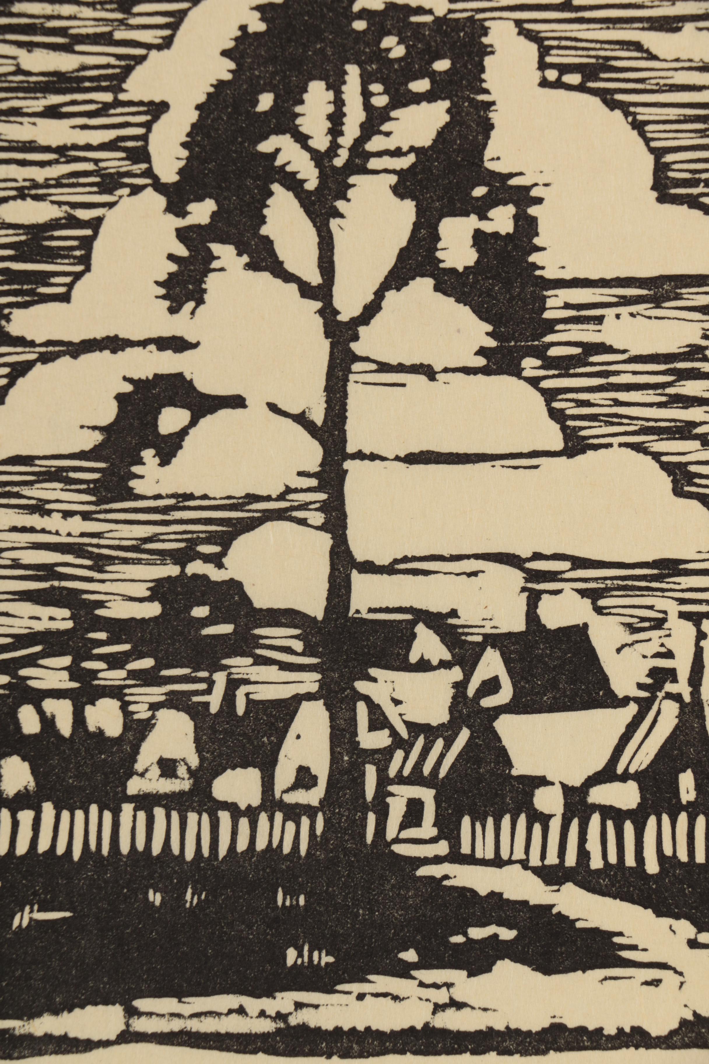 Late 20th Century Woodblocks of Architectural Landscapes