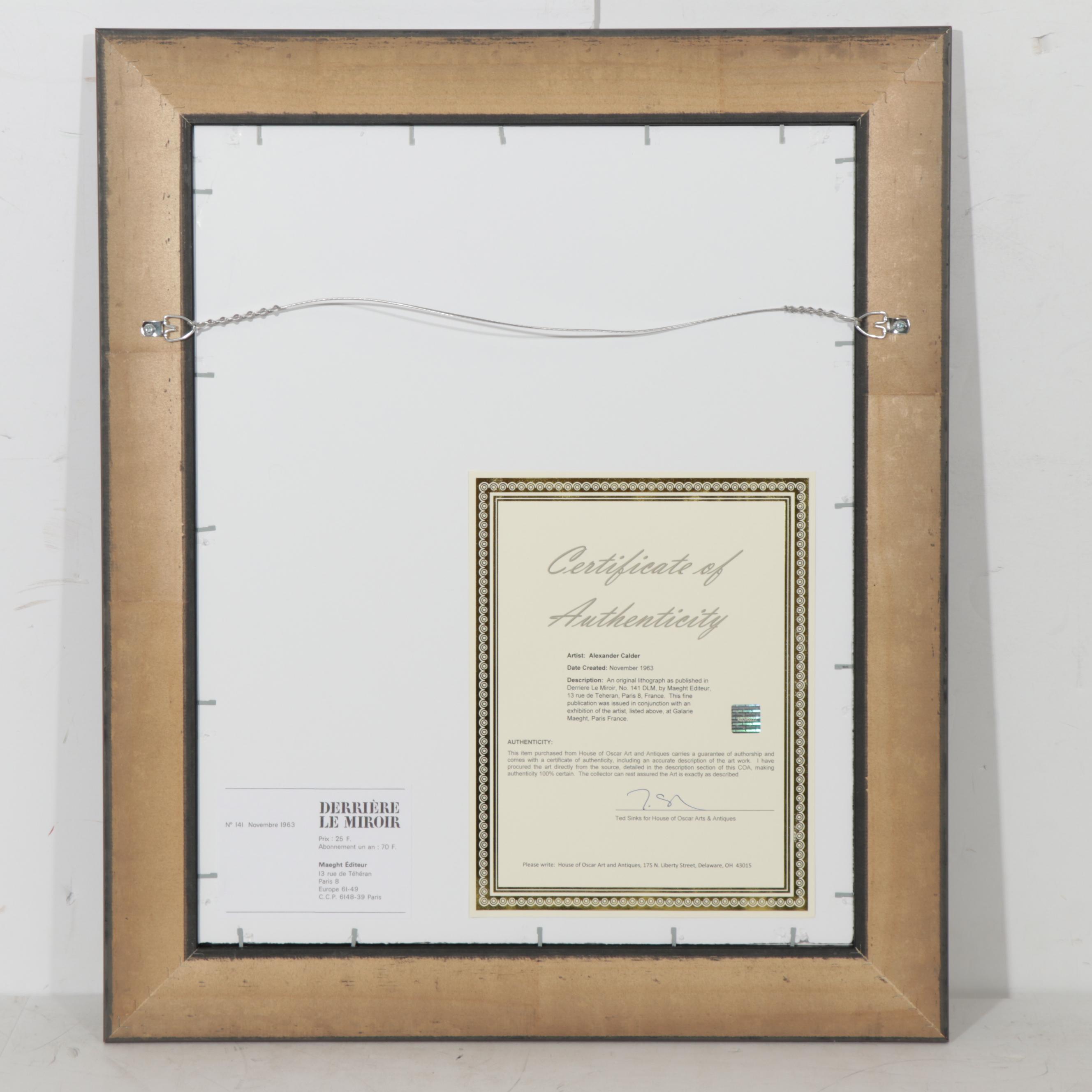 Alexander Calder Color Lithograph for "Derrière le Miroir"