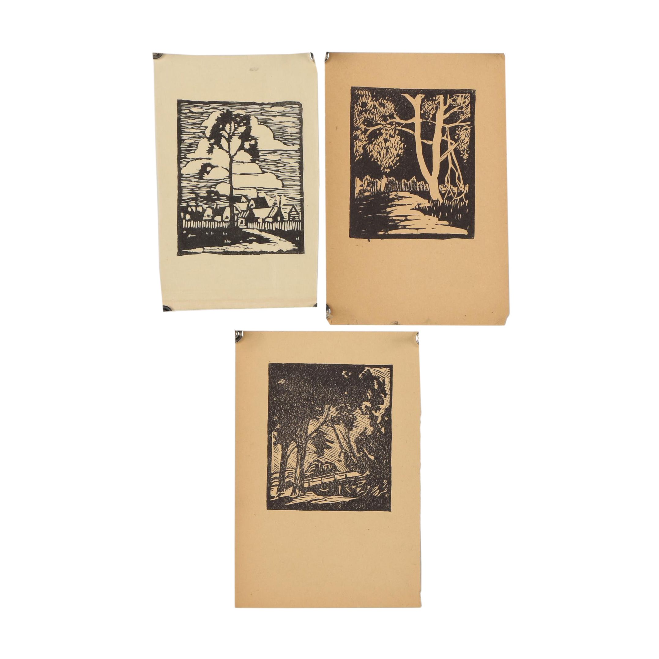 Late 20th Century Woodblocks of Architectural Landscapes