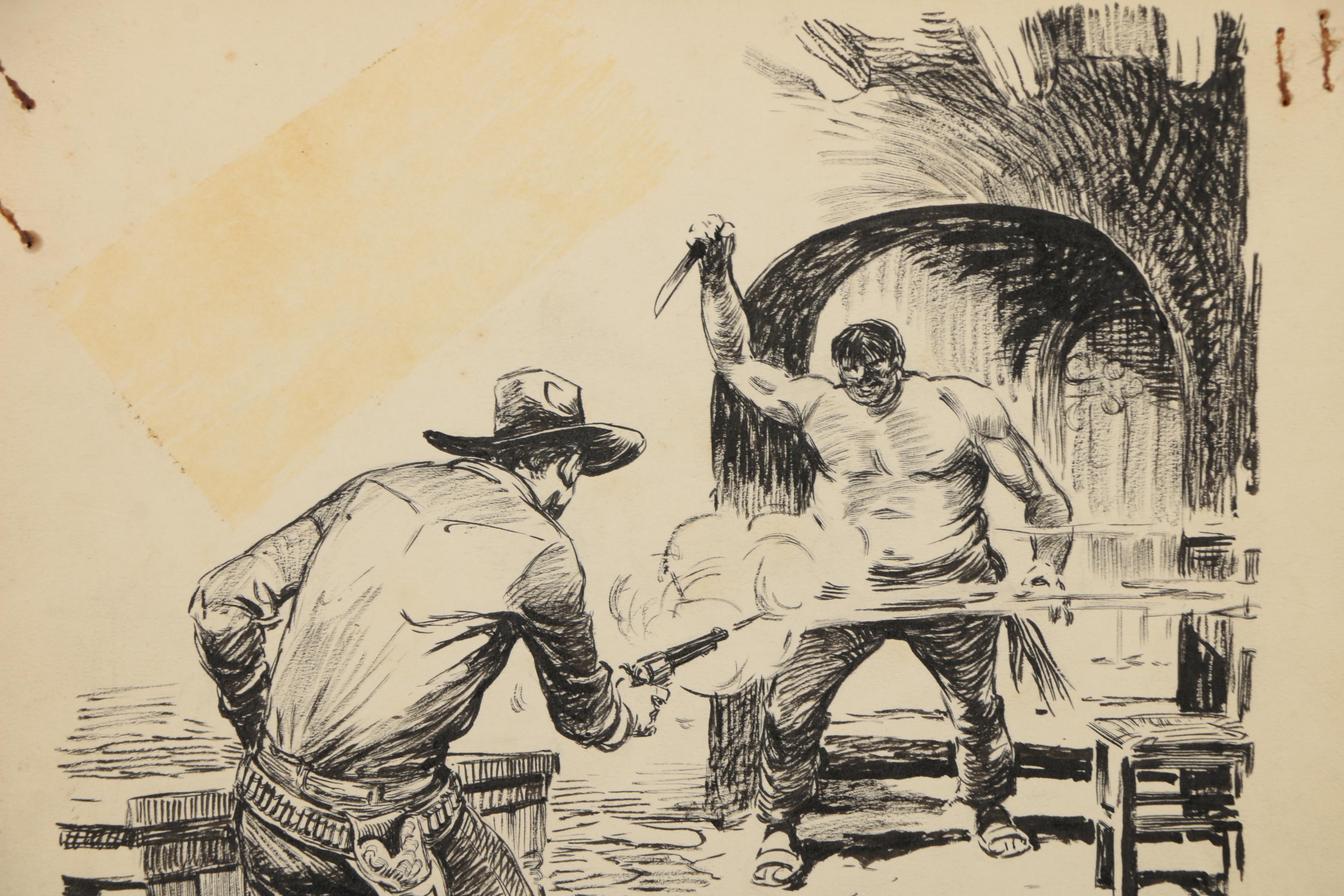 Lorence Bjorklund Ink Illustrations for "Street & Smith's Western Story"