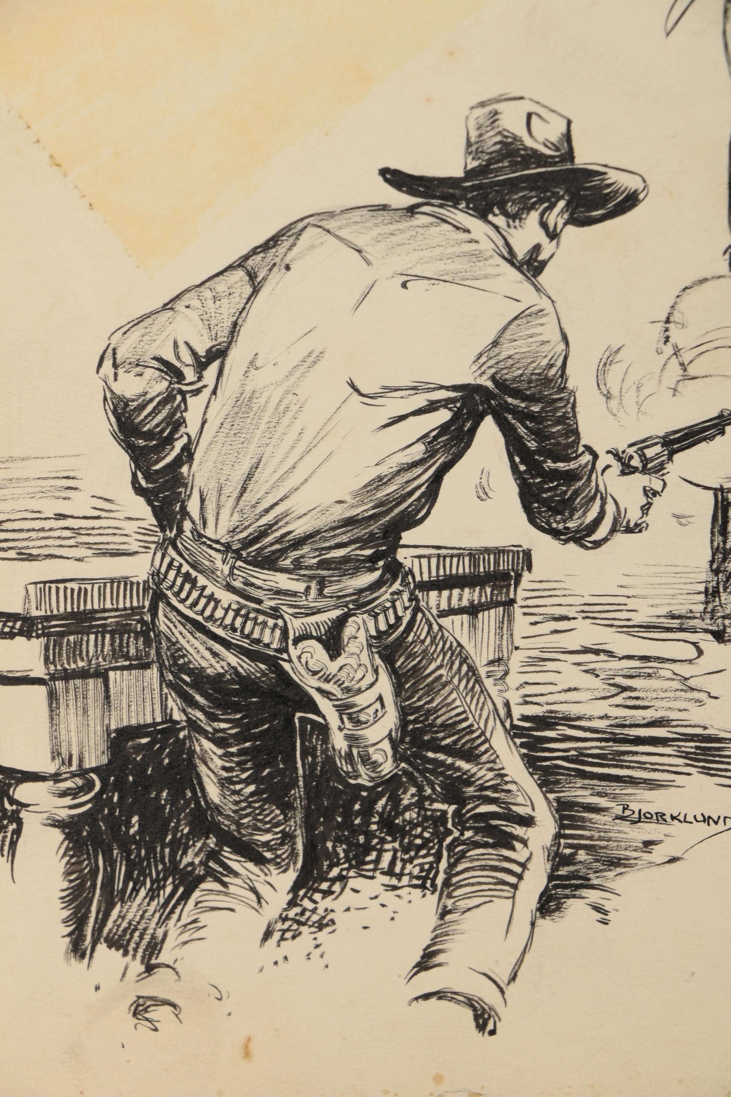 Lorence Bjorklund Ink Illustrations for "Street & Smith's Western Story"
