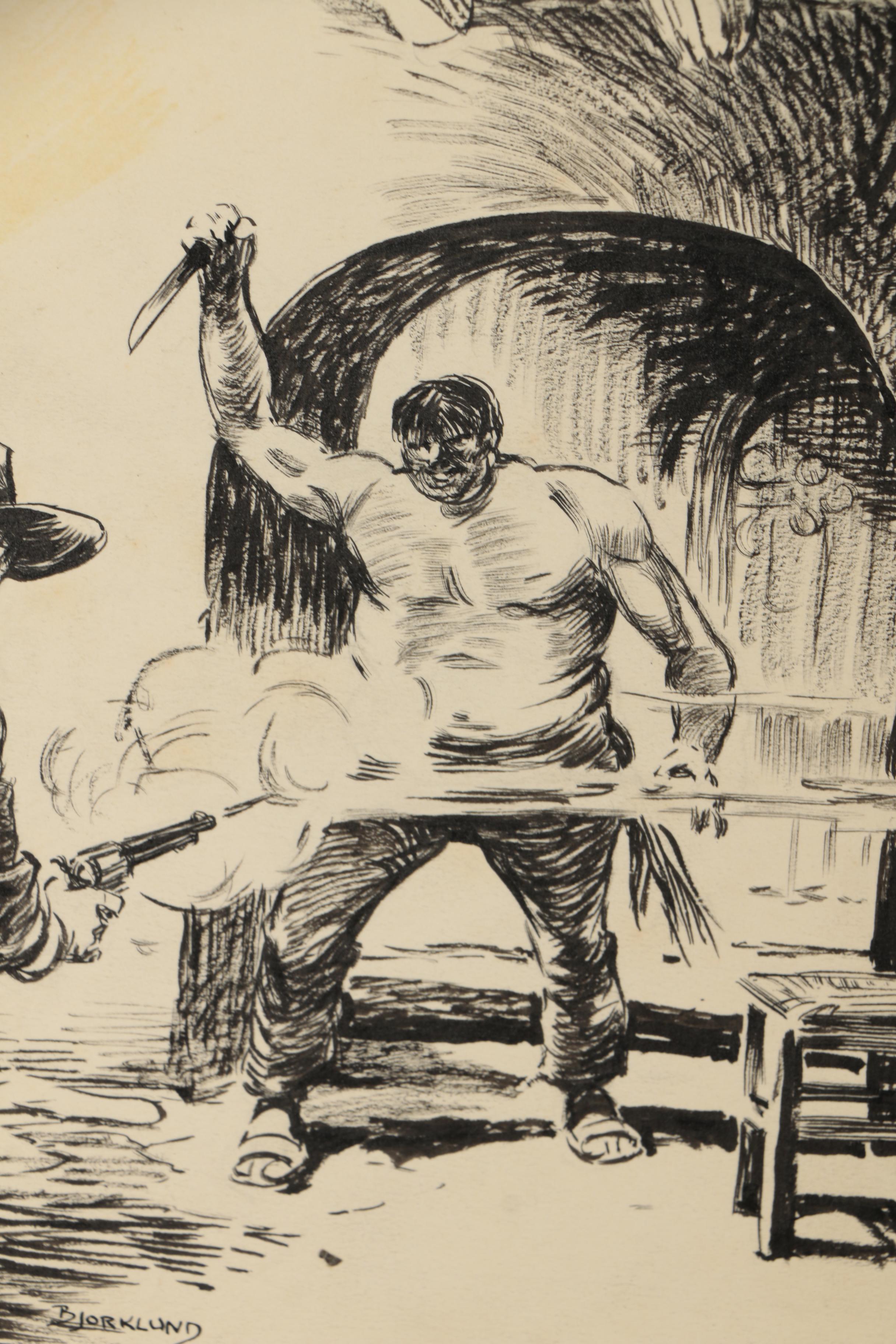 Lorence Bjorklund Ink Illustrations for "Street & Smith's Western Story"