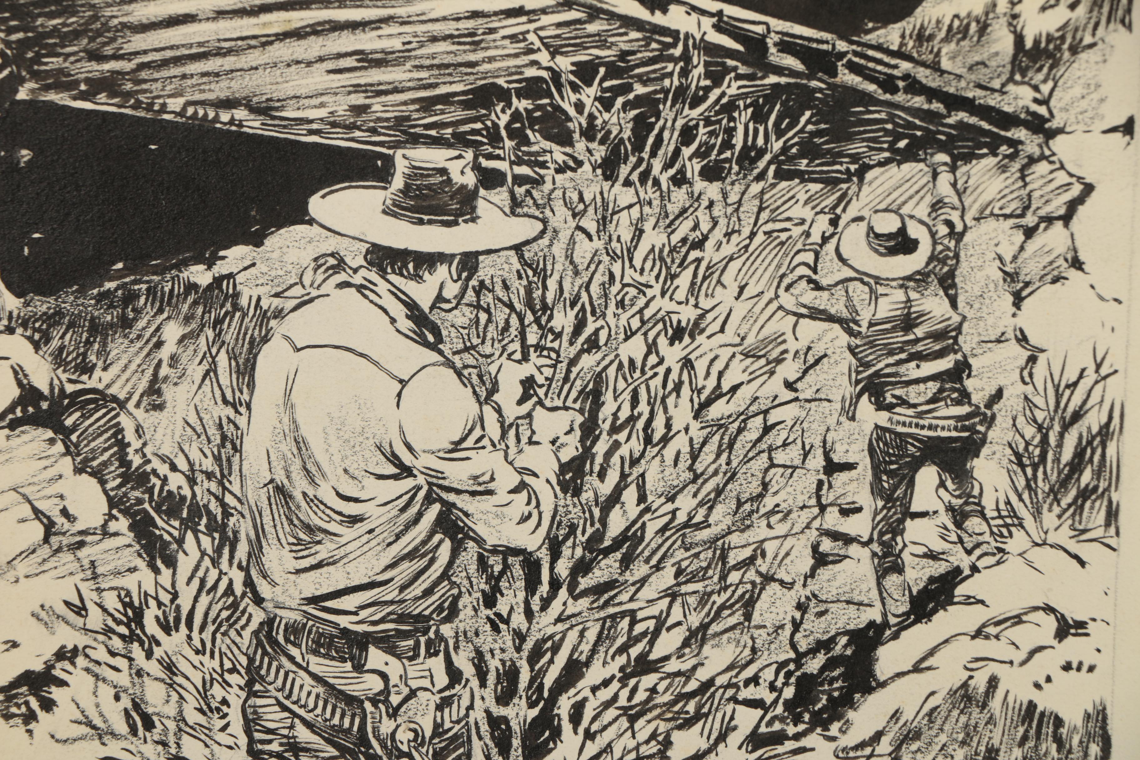 Lorence F. Bjorklund Ink Illustrations for "Street & Smith's Wild West Weekly"