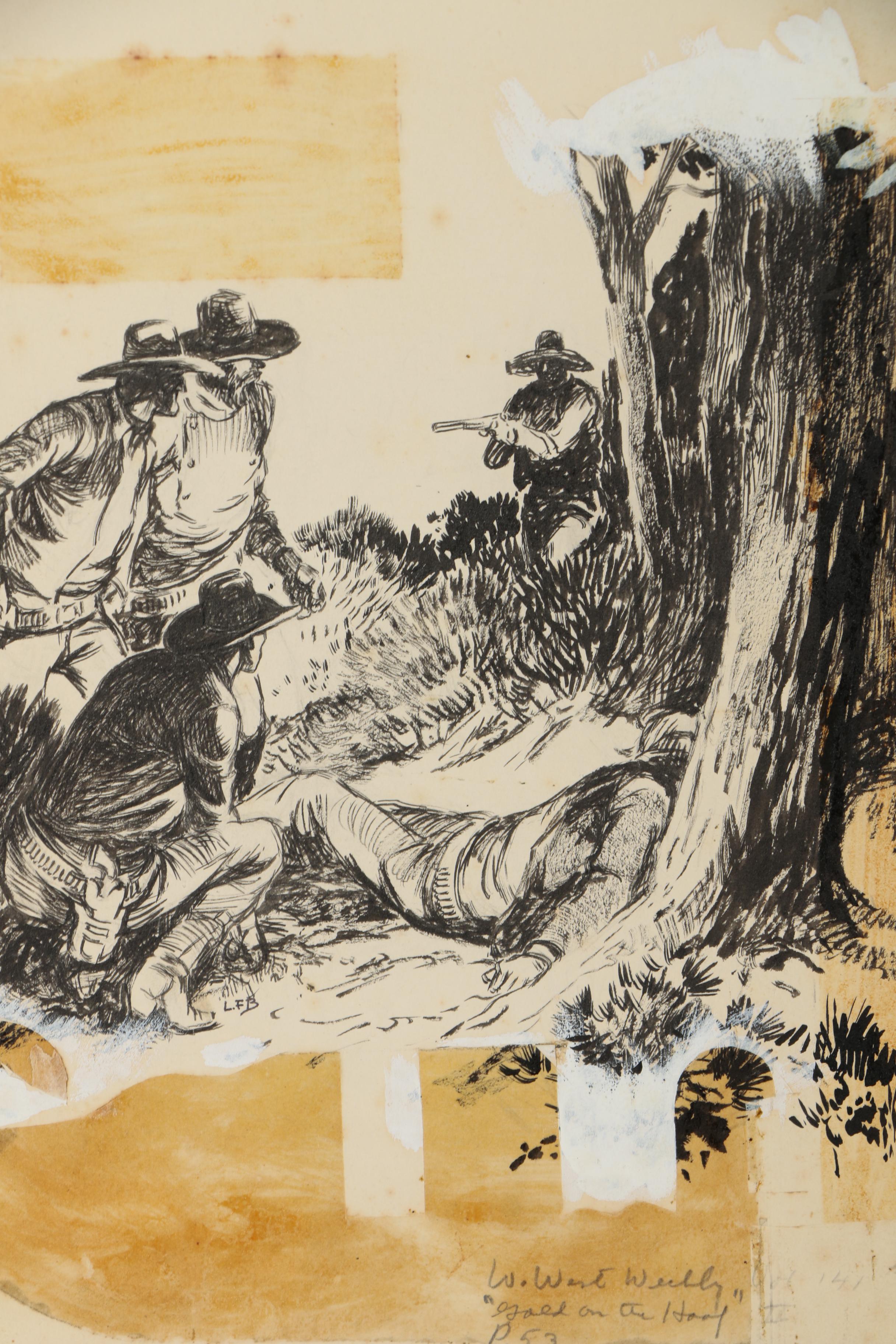 Lorence F. Bjorklund Ink Illustrations for "Street & Smith's Wild West Weekly"