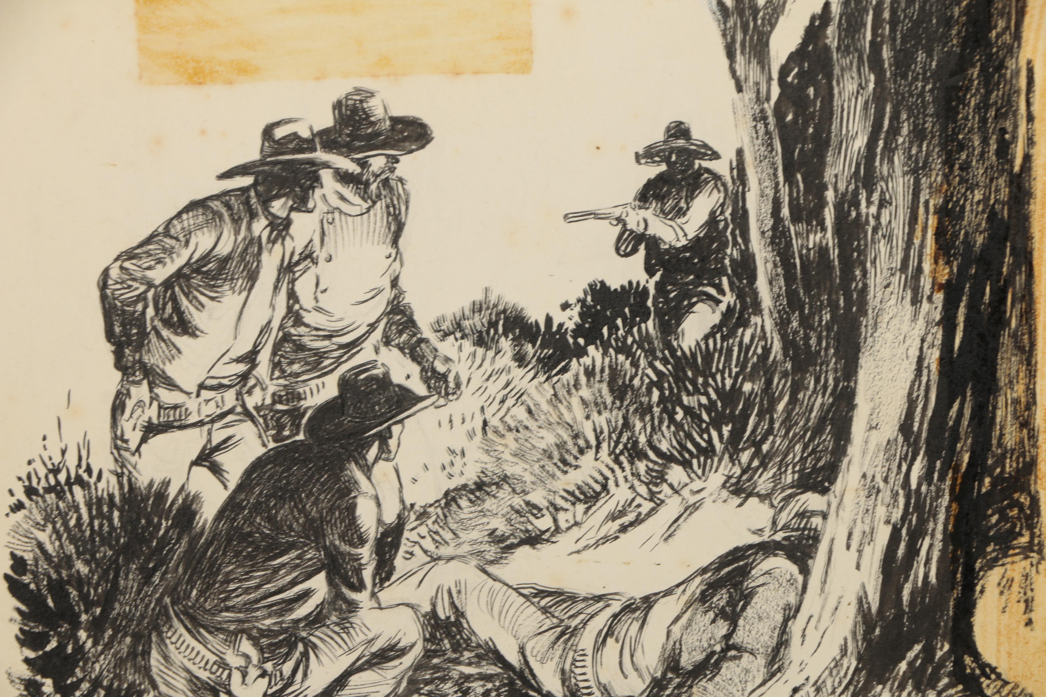 Lorence F. Bjorklund Ink Illustrations for "Street & Smith's Wild West Weekly"