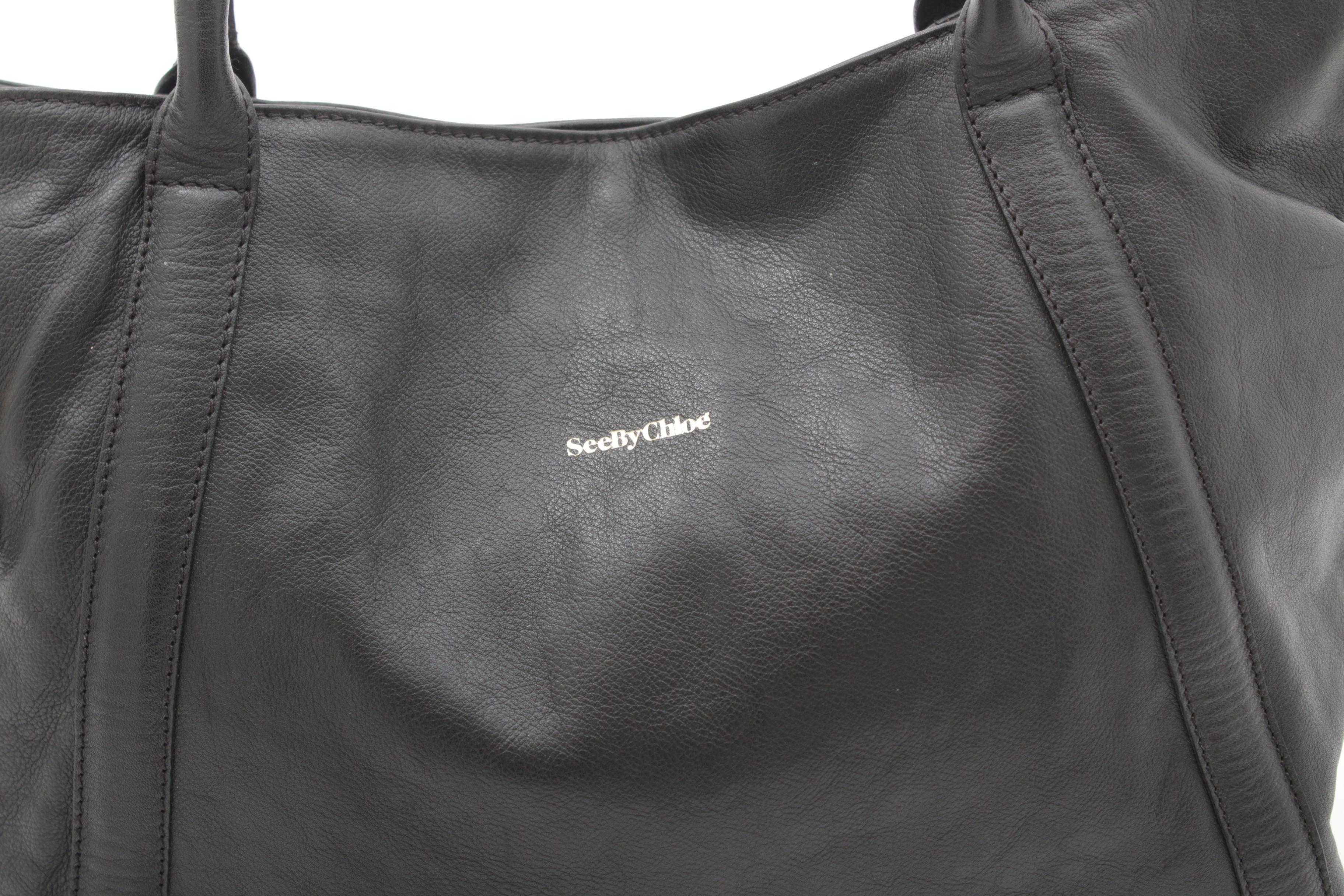 See by Chloé Black Grained Leather Tote Bag