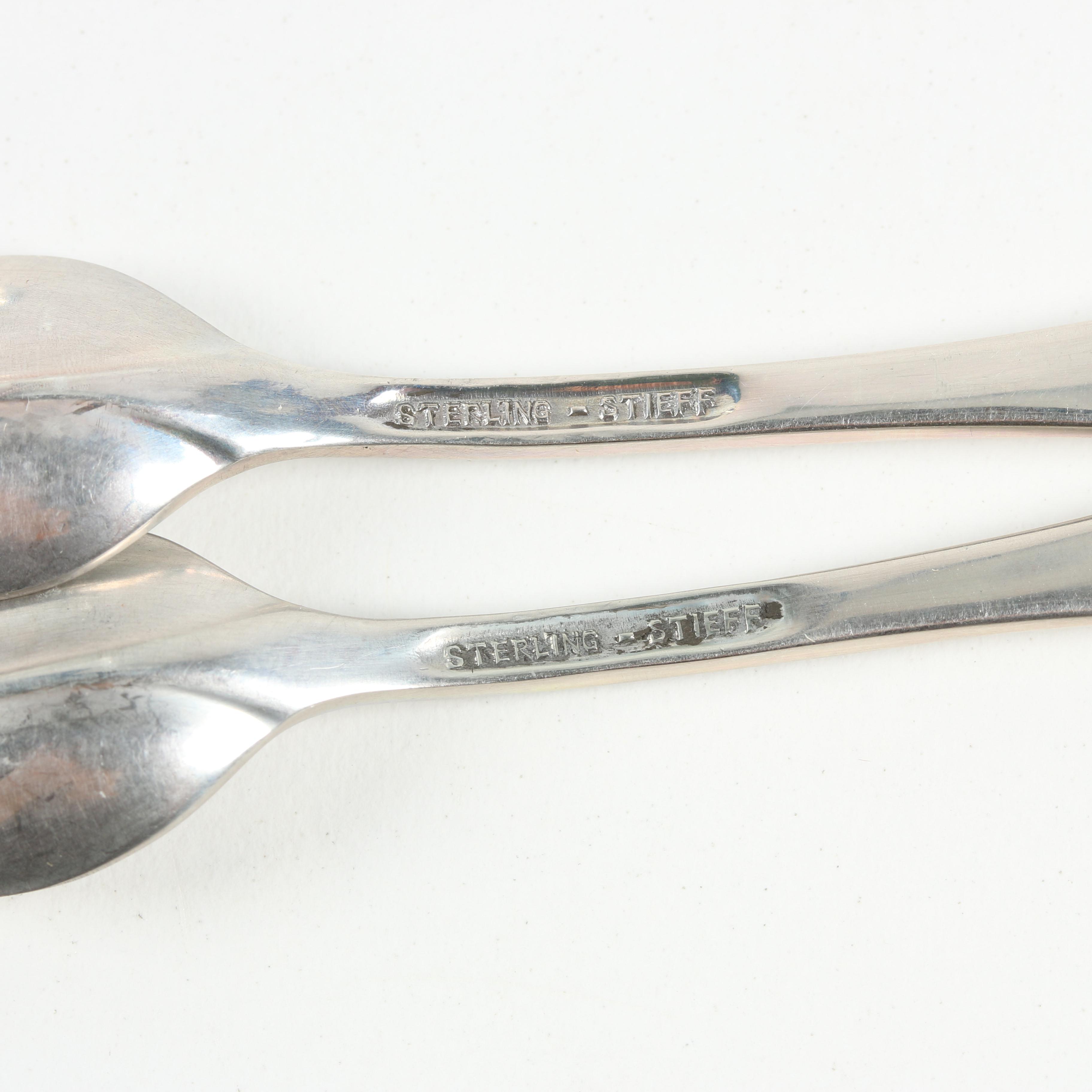 S. Kirk & Son "Calvert" Master Salt Cellars with Stieff "Queen Anne" Salt Spoons