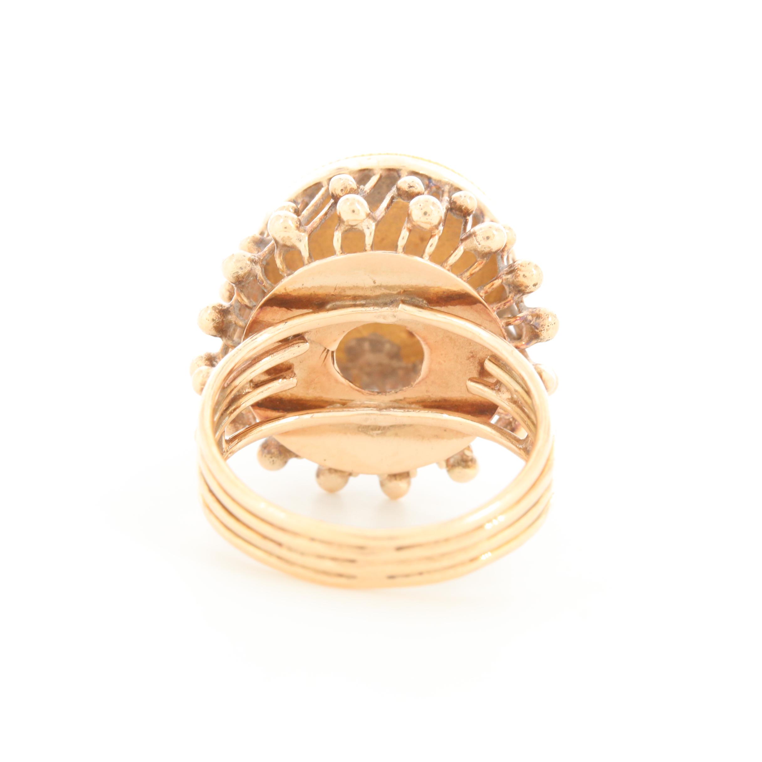 14K Yellow Gold Ring with 1970's Iranian 1/4 Pahlavi Gold Coin