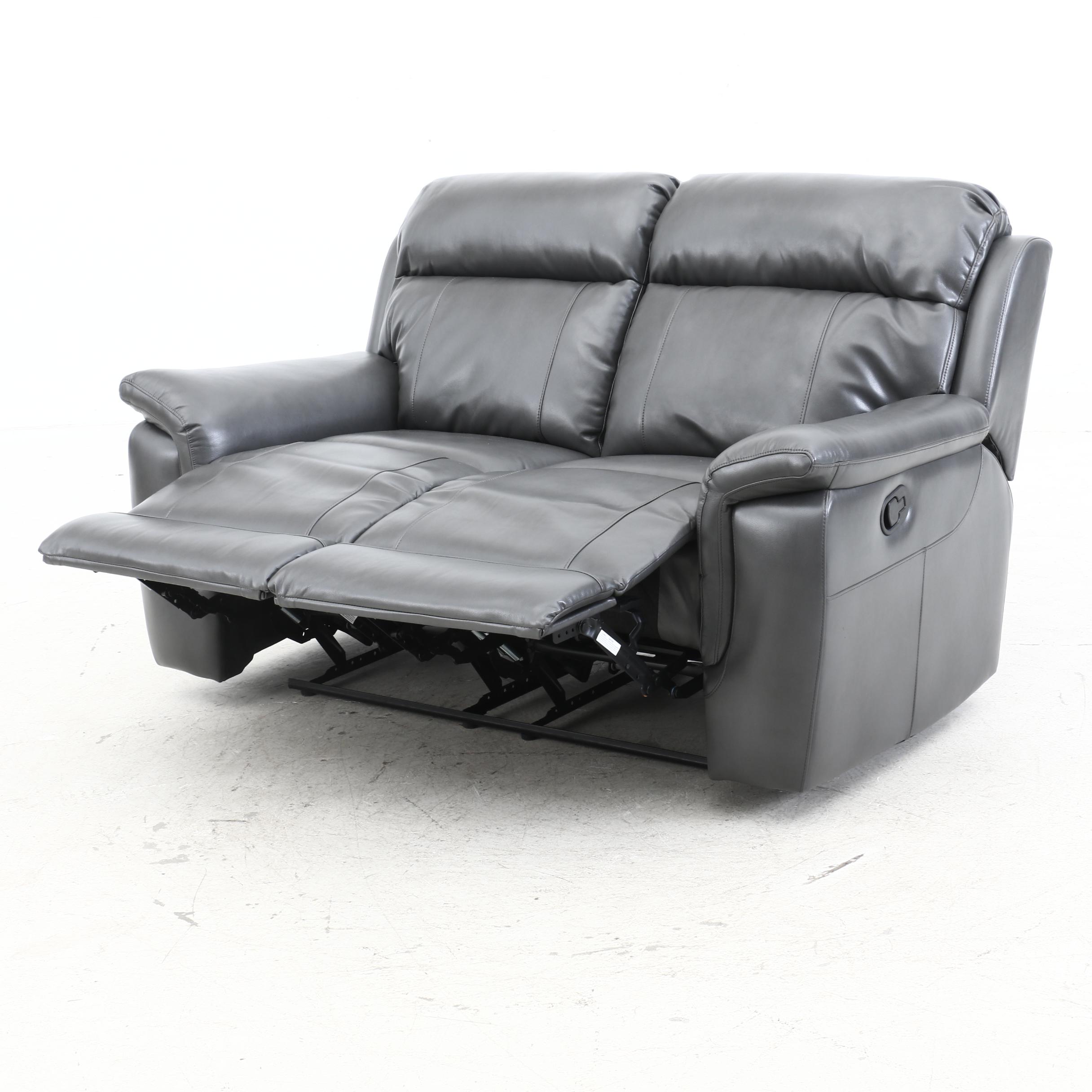 Haining Deli Furniture Leather Reclining Loveseat, Contemporary