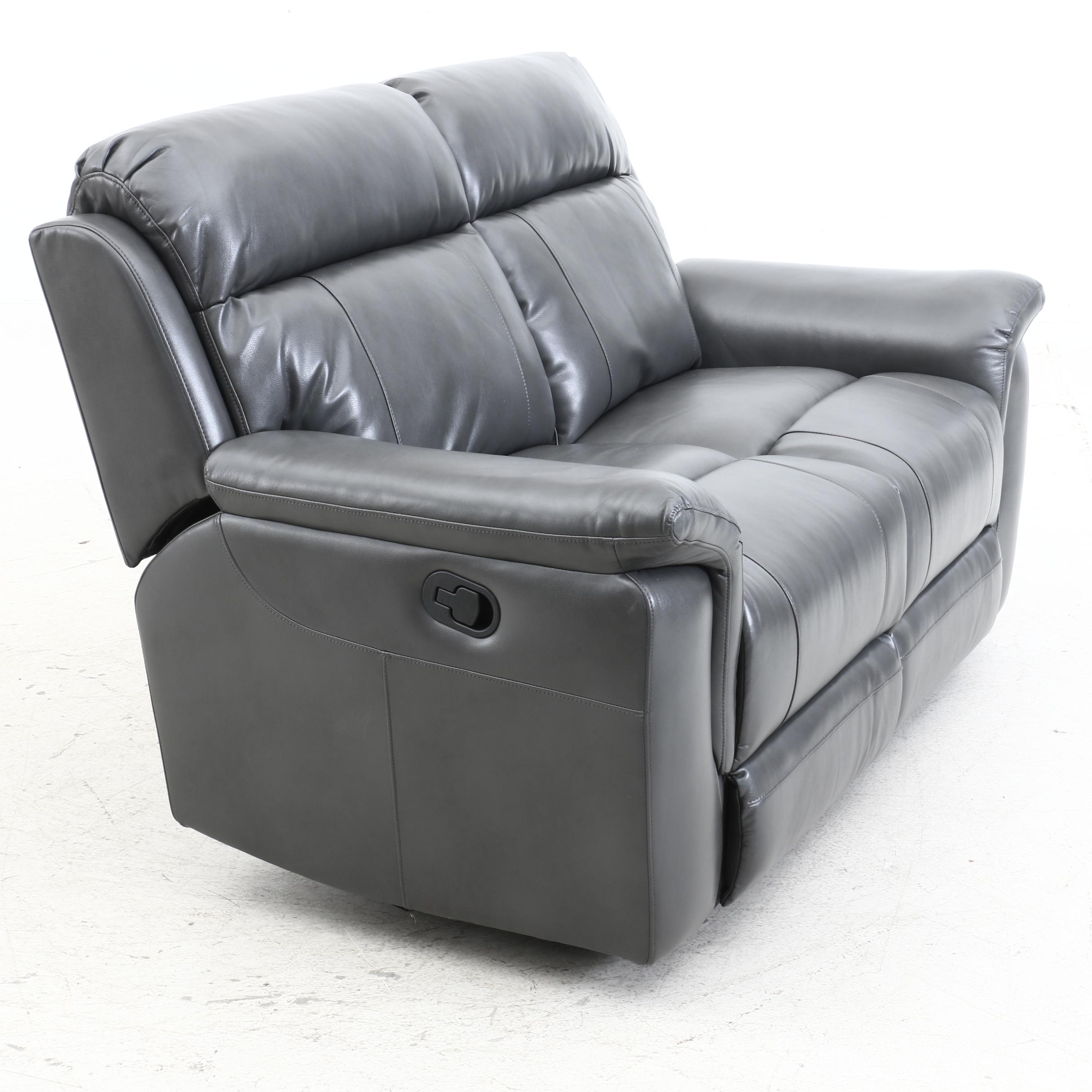 Haining Deli Furniture Leather Reclining Loveseat, Contemporary