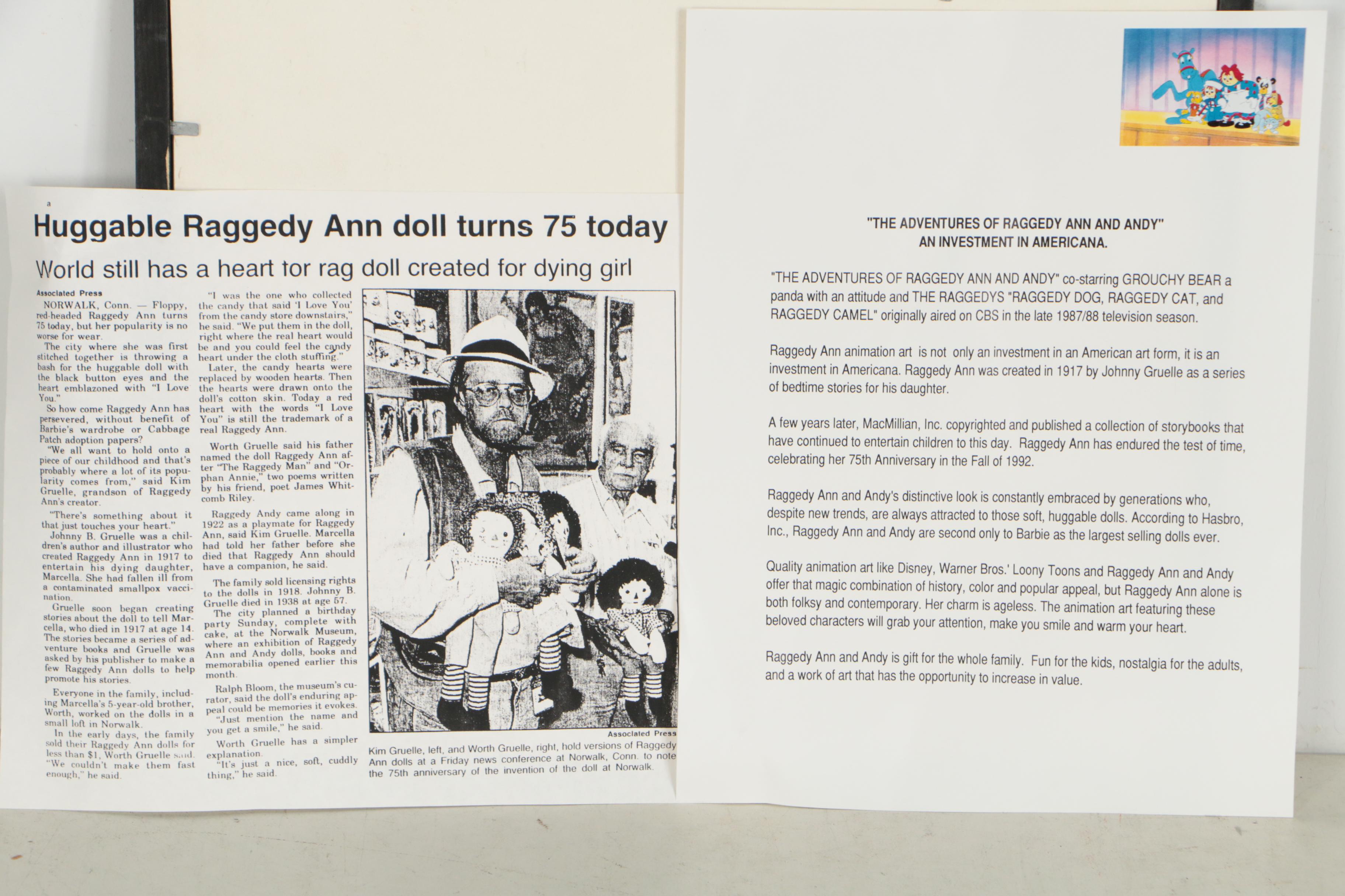 "The Adventures of Raggedy Ann and Andy" Production Cel