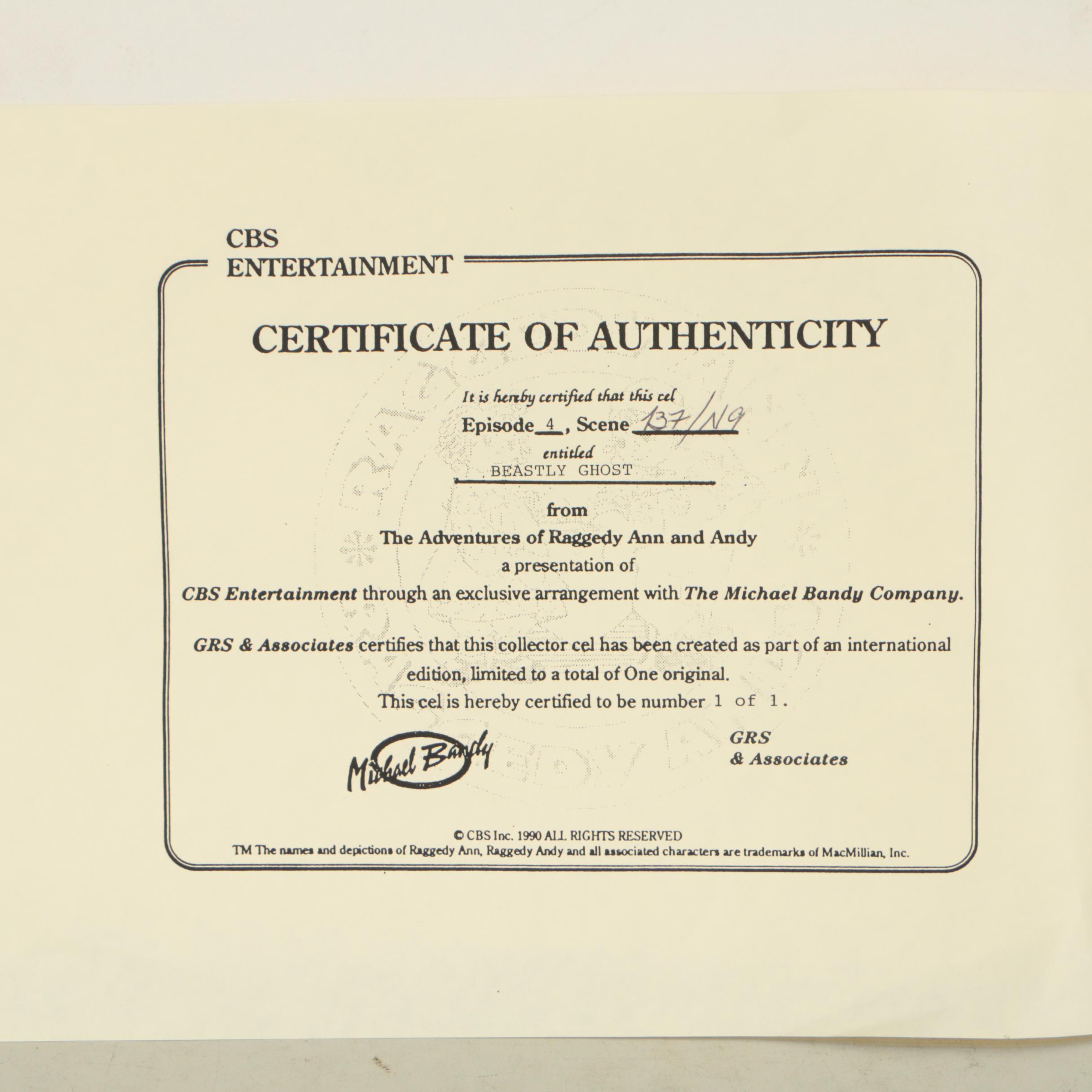 "The Adventures of Raggedy Ann and Andy" Production Cel