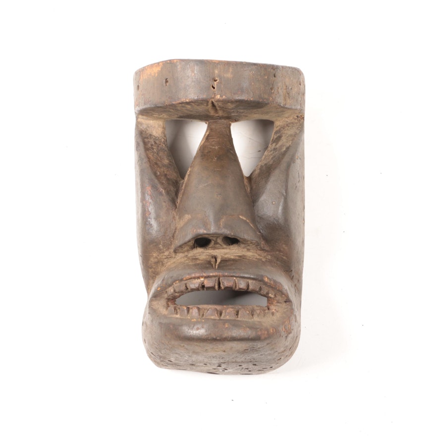 West African Dan "Bugle" Hand-Carved Wooden Mask