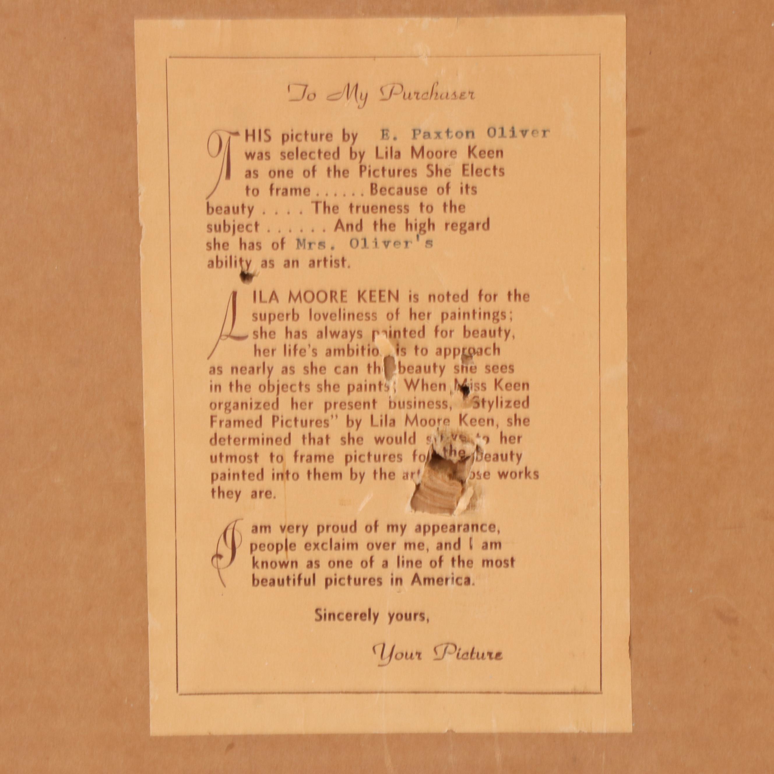 Offset Lithograph After Elizabeth Paxton Oliver "Mockingbird"