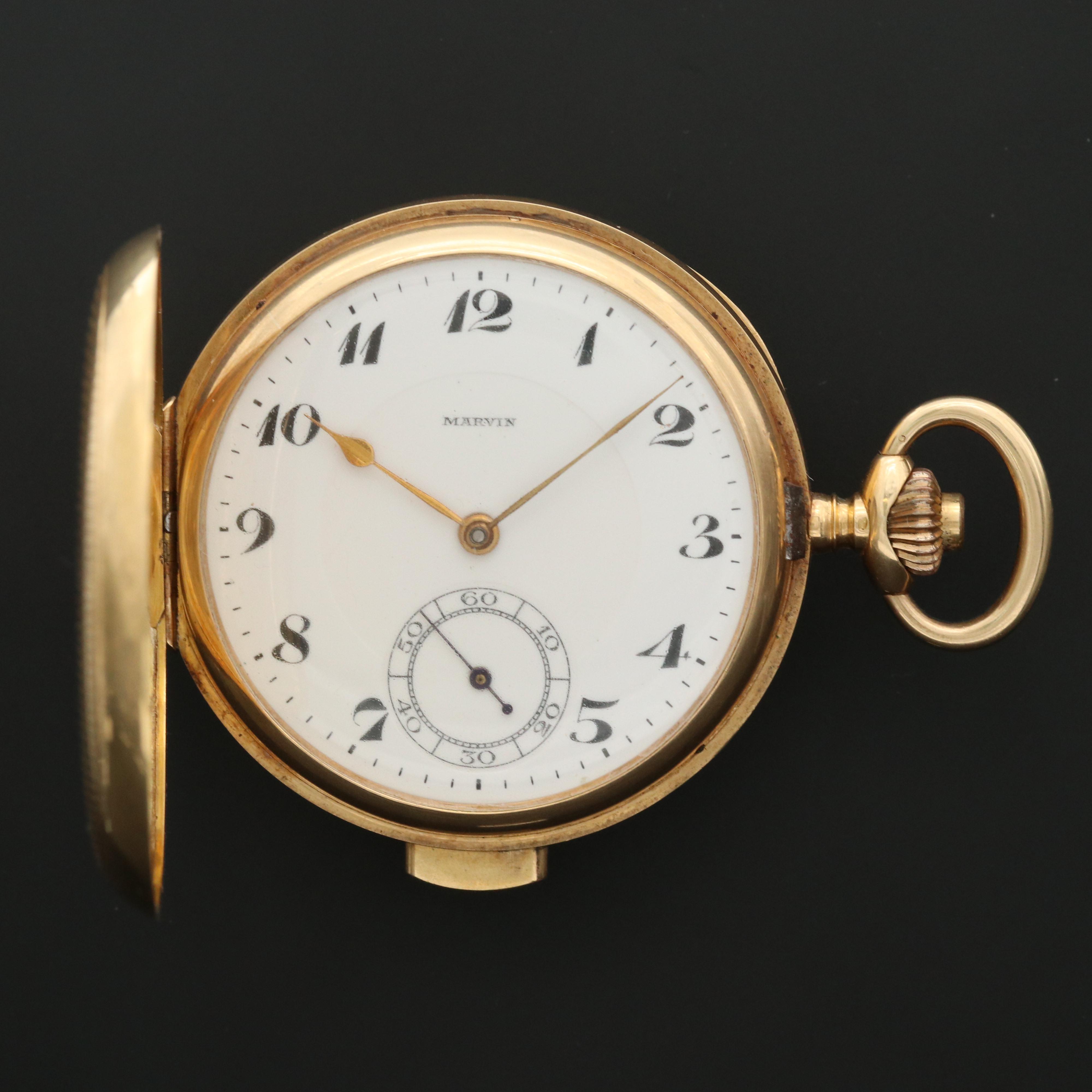 Marvin 18K Gold Hunter Case Minute Repeater Pocket Watch
