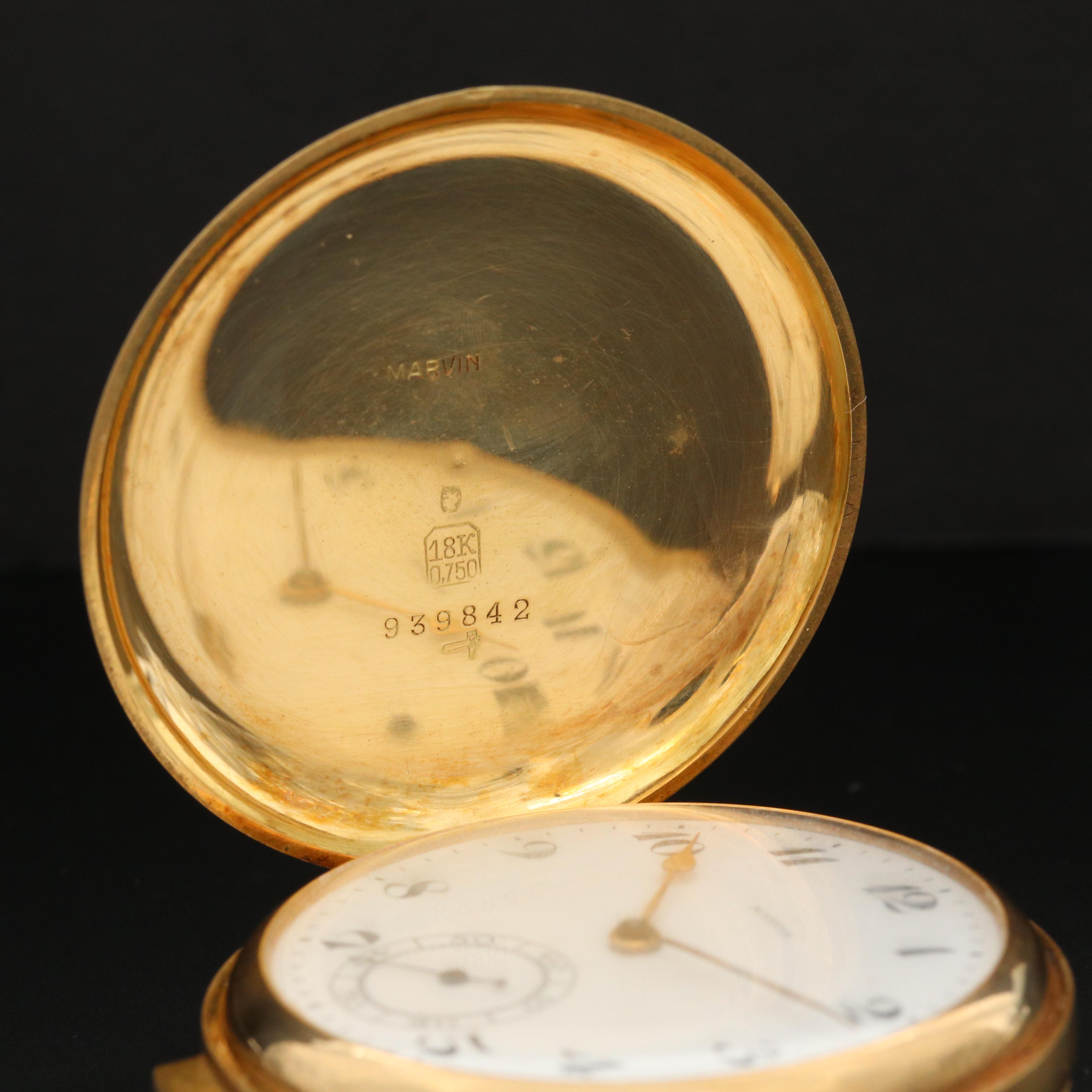 Marvin 18K Gold Hunter Case Minute Repeater Pocket Watch