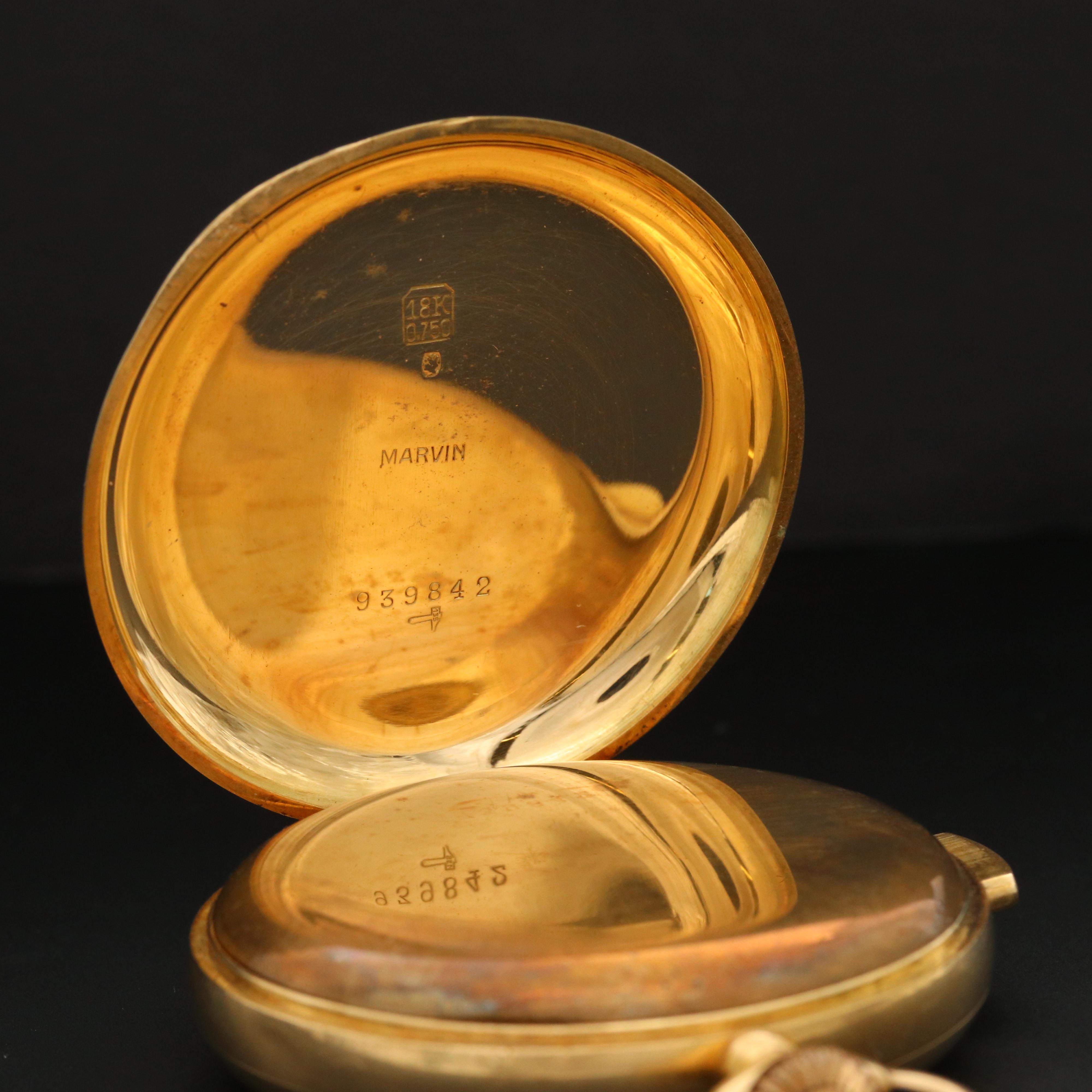 Marvin 18K Gold Hunter Case Minute Repeater Pocket Watch