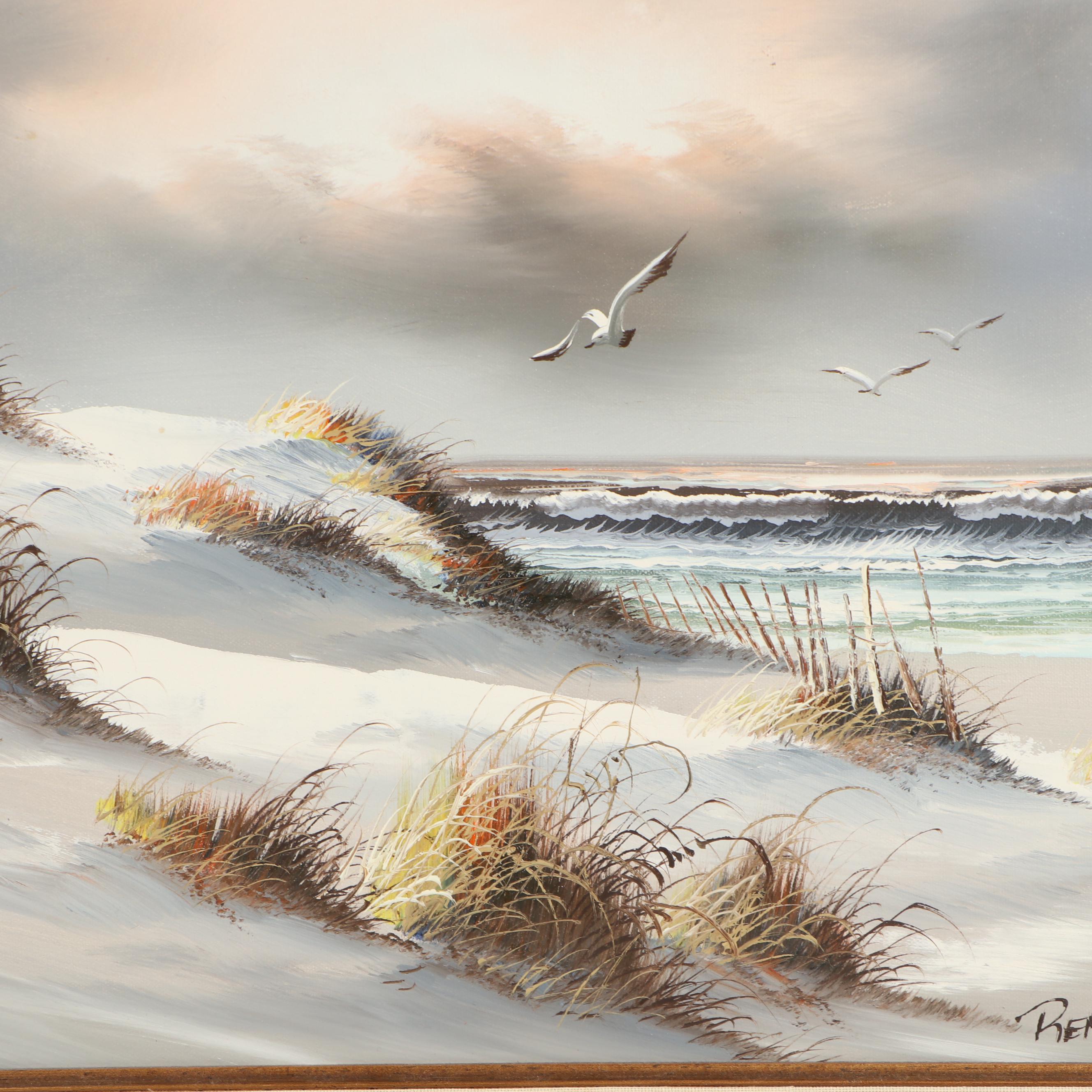 Seascape with Sand Dunes Oil Painting
