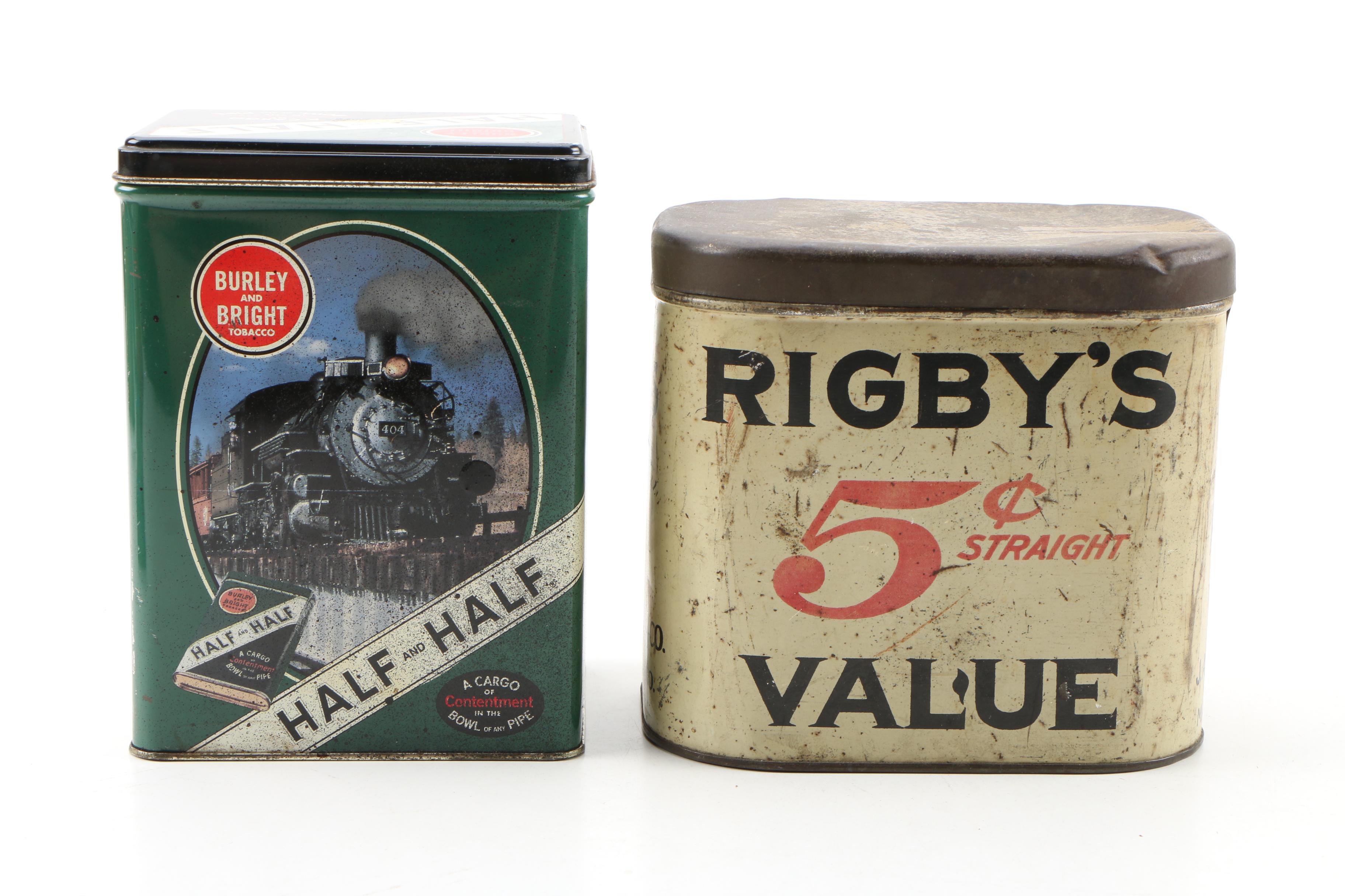 Rigby's and Chancellor Cigar Tins and a Burley and Bright Tobacco Tin, Vintage