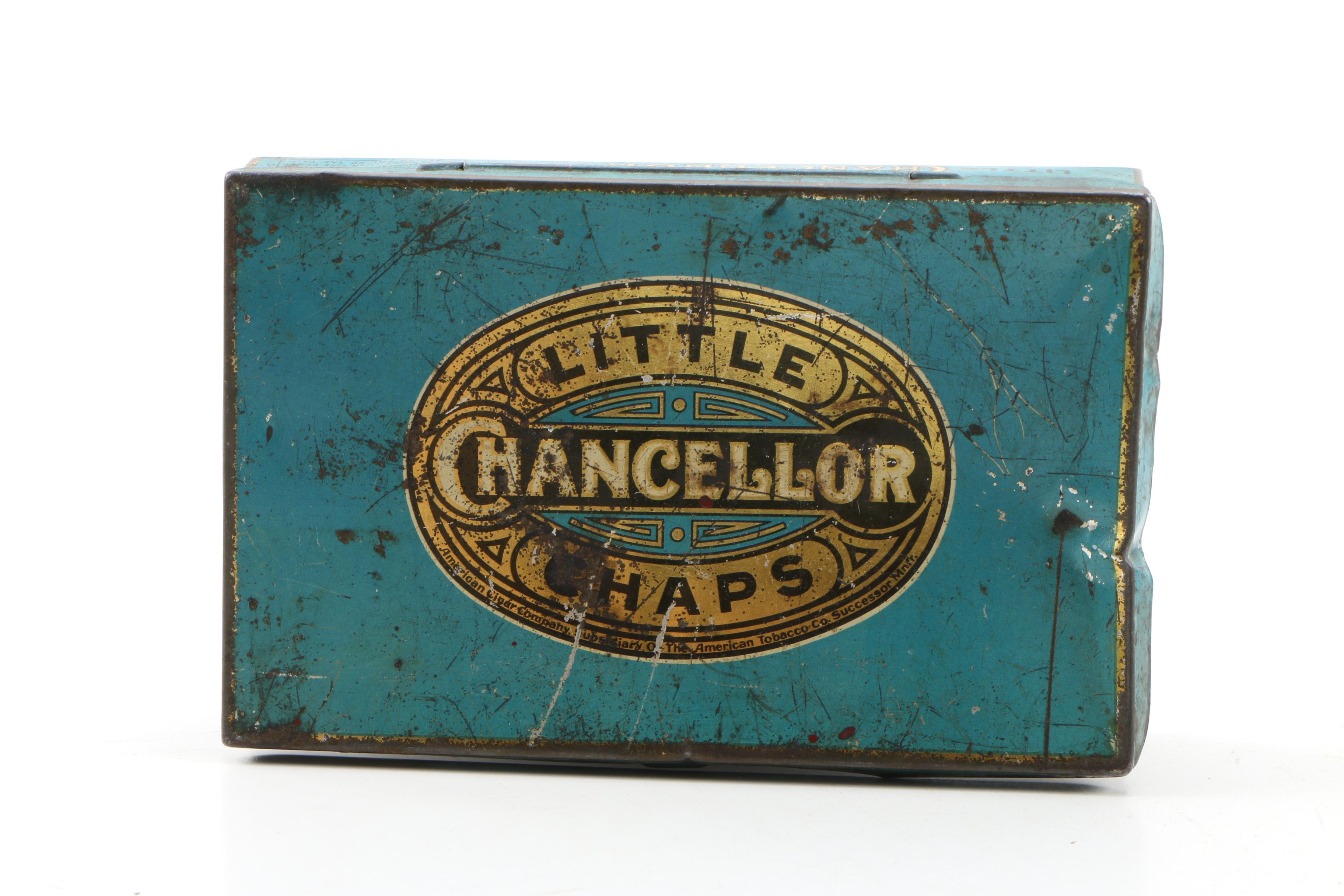 Rigby's and Chancellor Cigar Tins and a Burley and Bright Tobacco Tin, Vintage