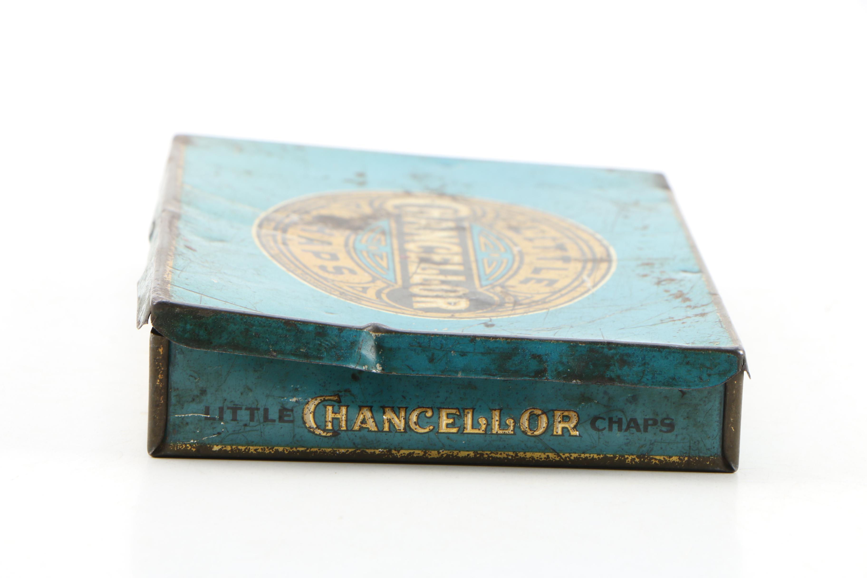 Rigby's and Chancellor Cigar Tins and a Burley and Bright Tobacco Tin, Vintage