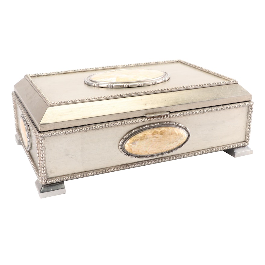 Maitland-Smith Silver Gilt Box with Mother-of-Pearl