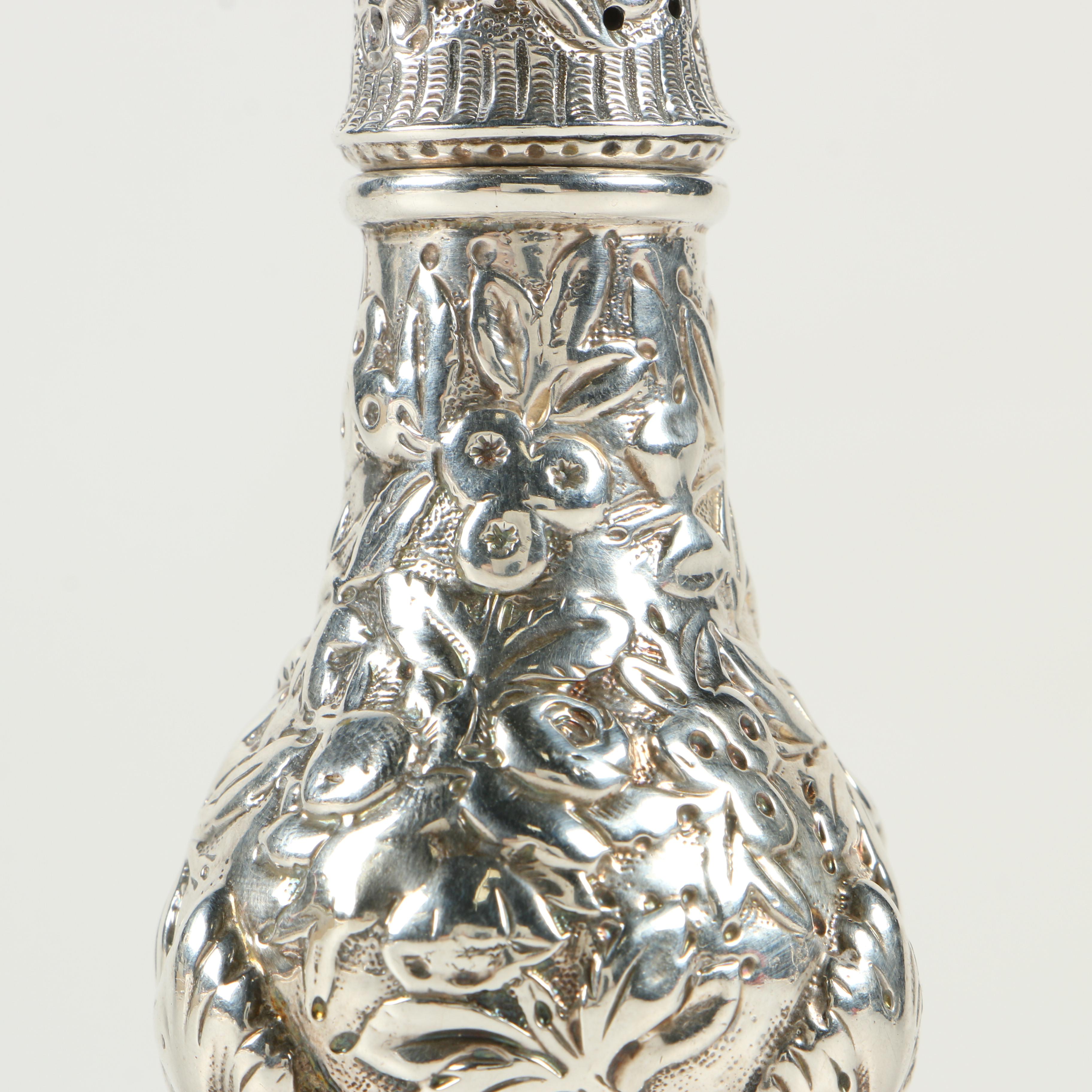 S. Kirk & Son Repoussé Sterling Silver Salt and Pepper Shakers, Late 19th C.