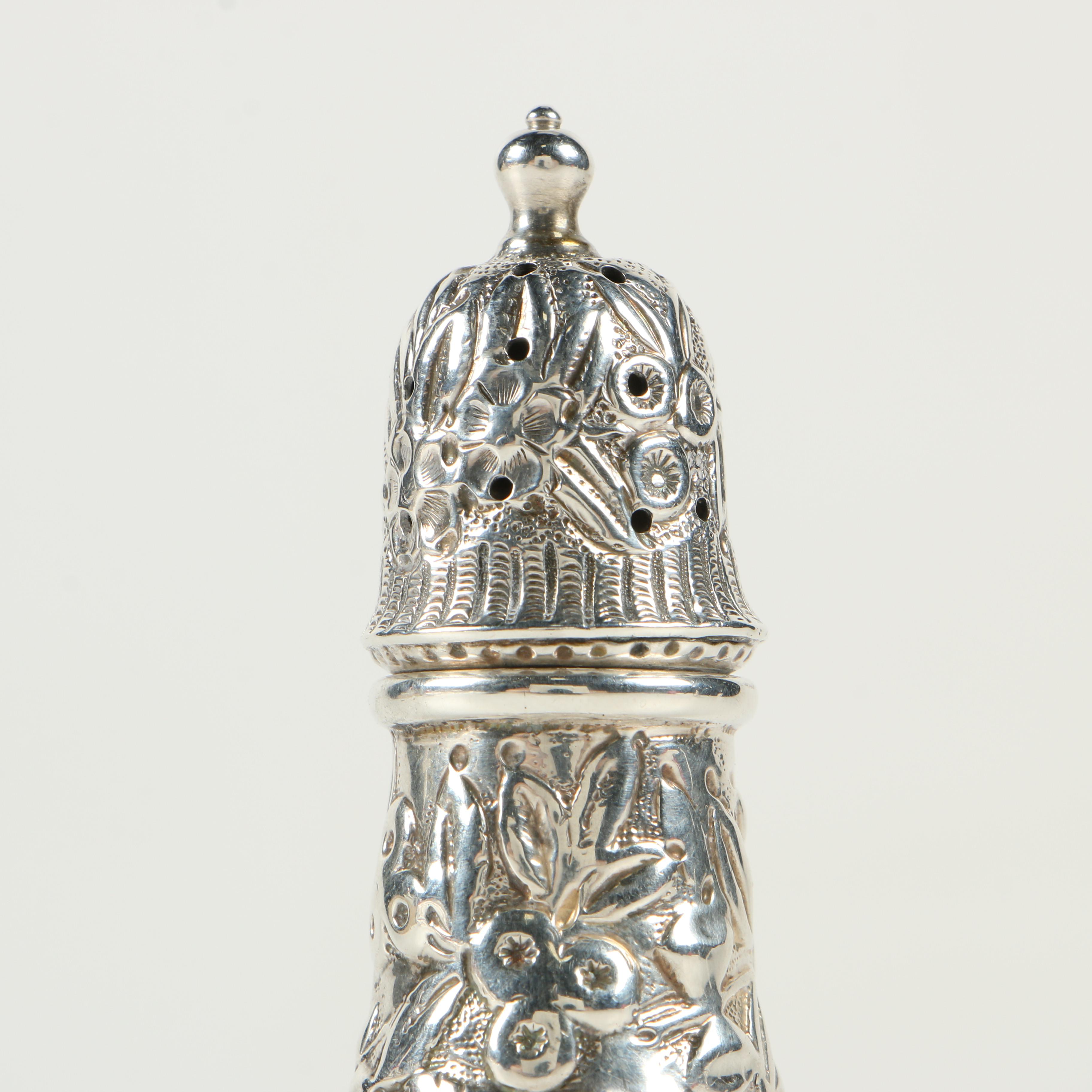 S. Kirk & Son Repoussé Sterling Silver Salt and Pepper Shakers, Late 19th C.