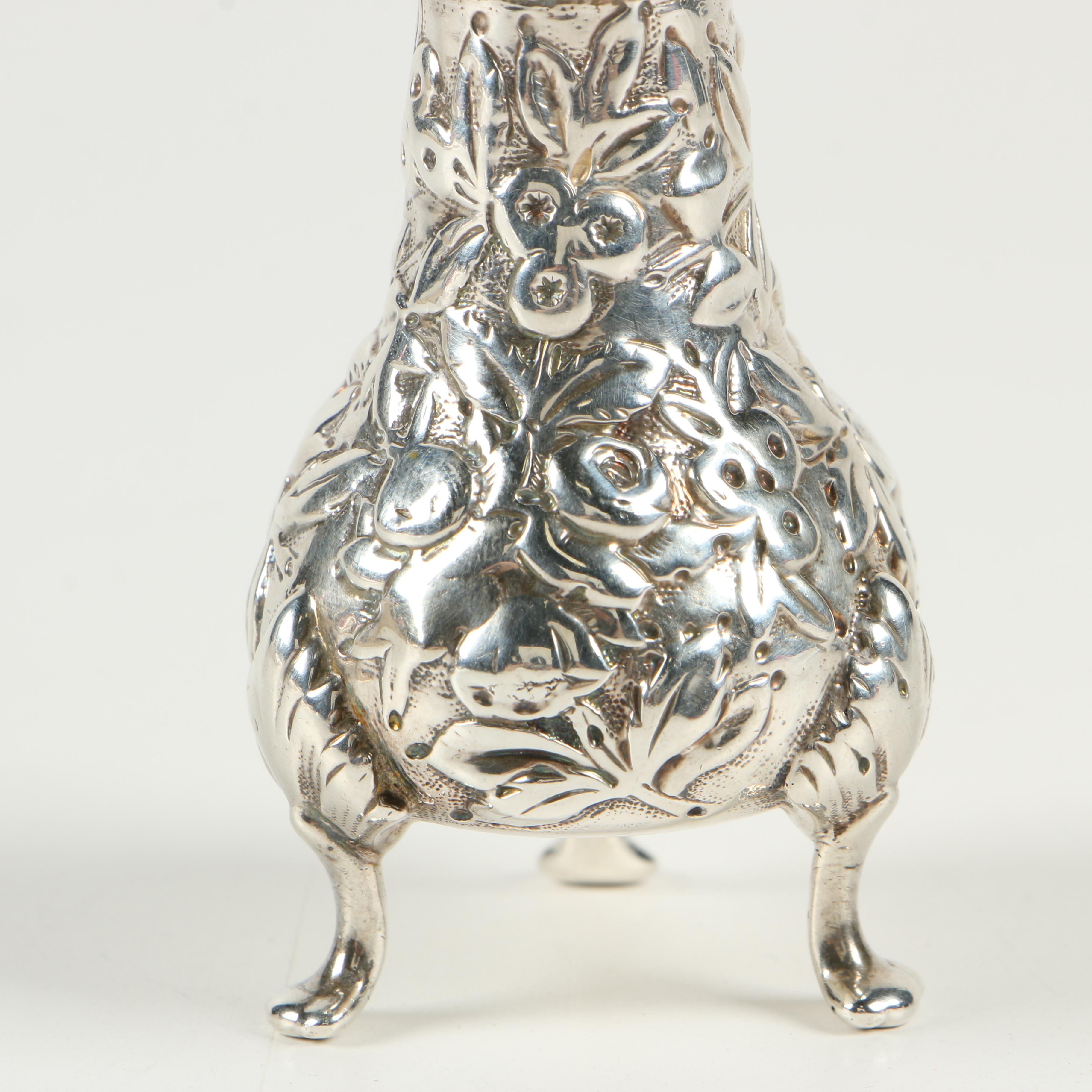 S. Kirk & Son Repoussé Sterling Silver Salt and Pepper Shakers, Late 19th C.