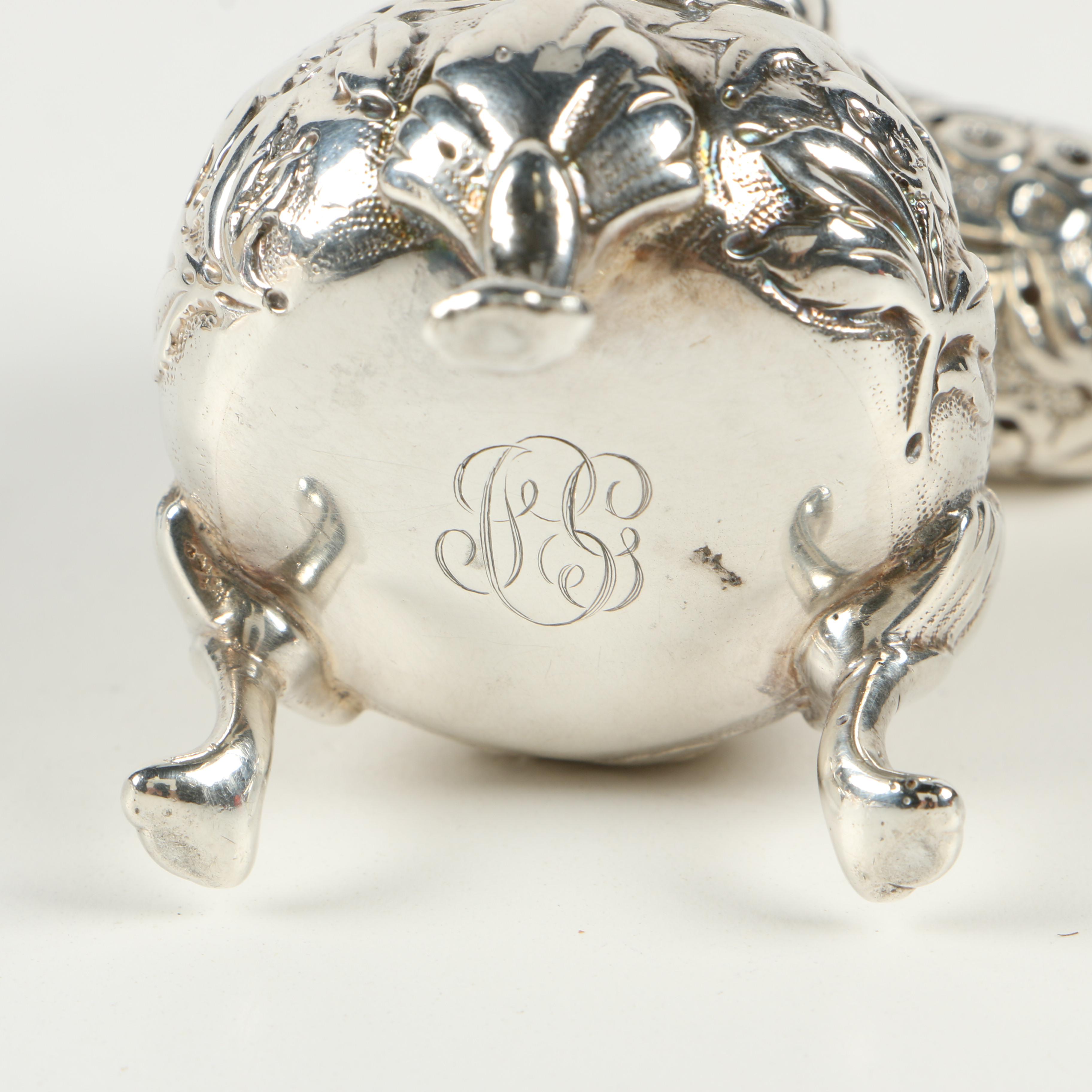 S. Kirk & Son Repoussé Sterling Silver Salt and Pepper Shakers, Late 19th C.