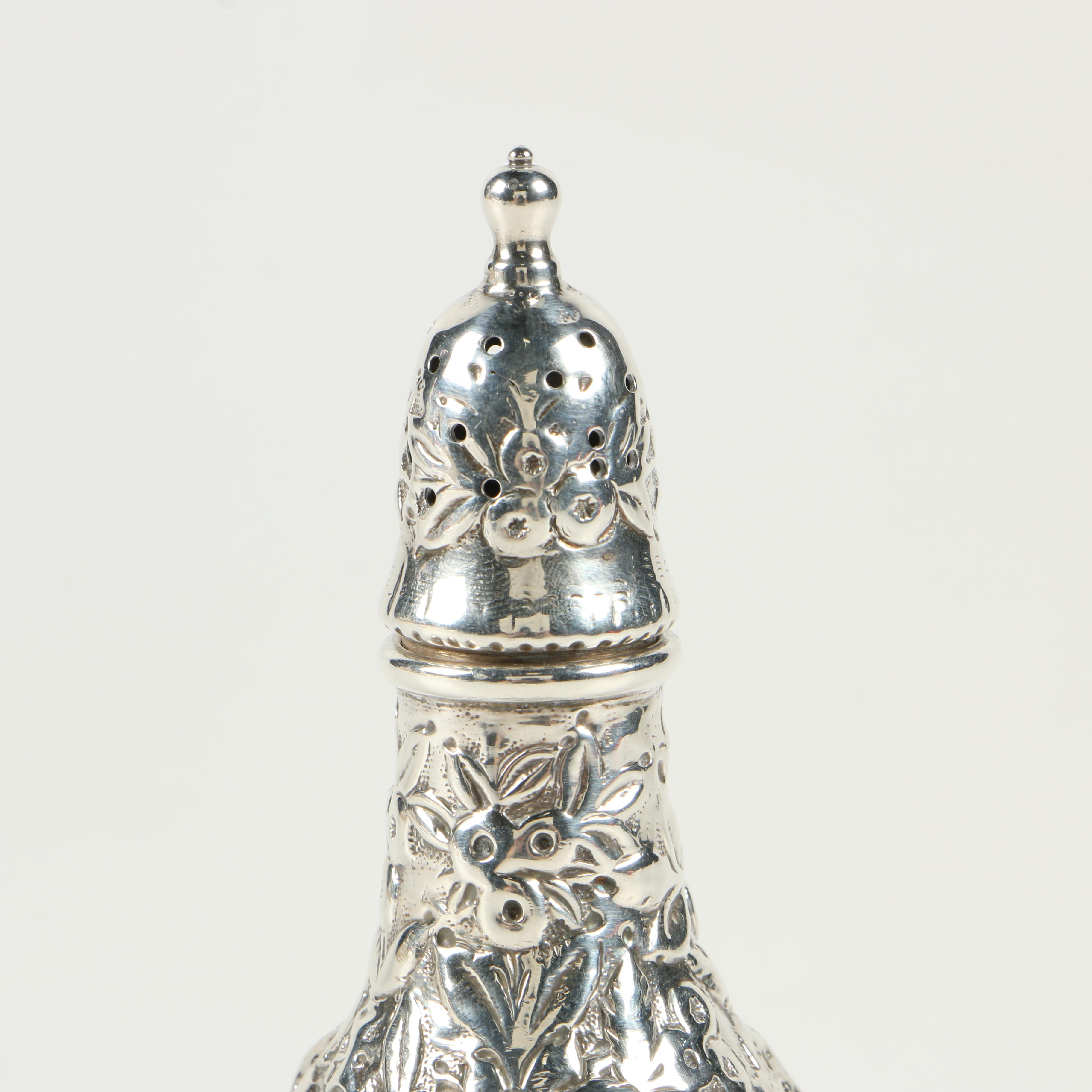 S. Kirk & Son Repoussé Sterling Silver Salt and Pepper Shakers, Late 19th C.