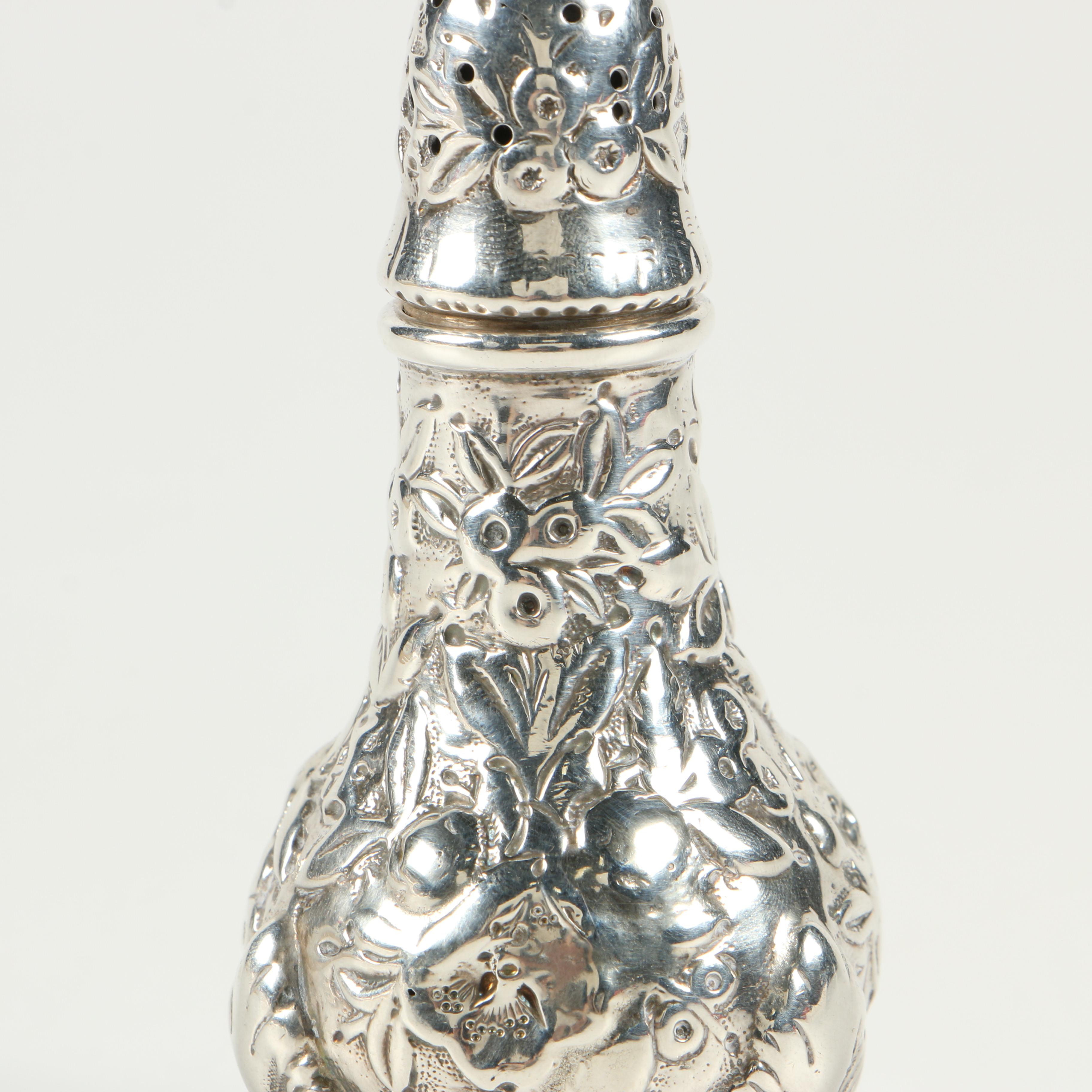 S. Kirk & Son Repoussé Sterling Silver Salt and Pepper Shakers, Late 19th C.