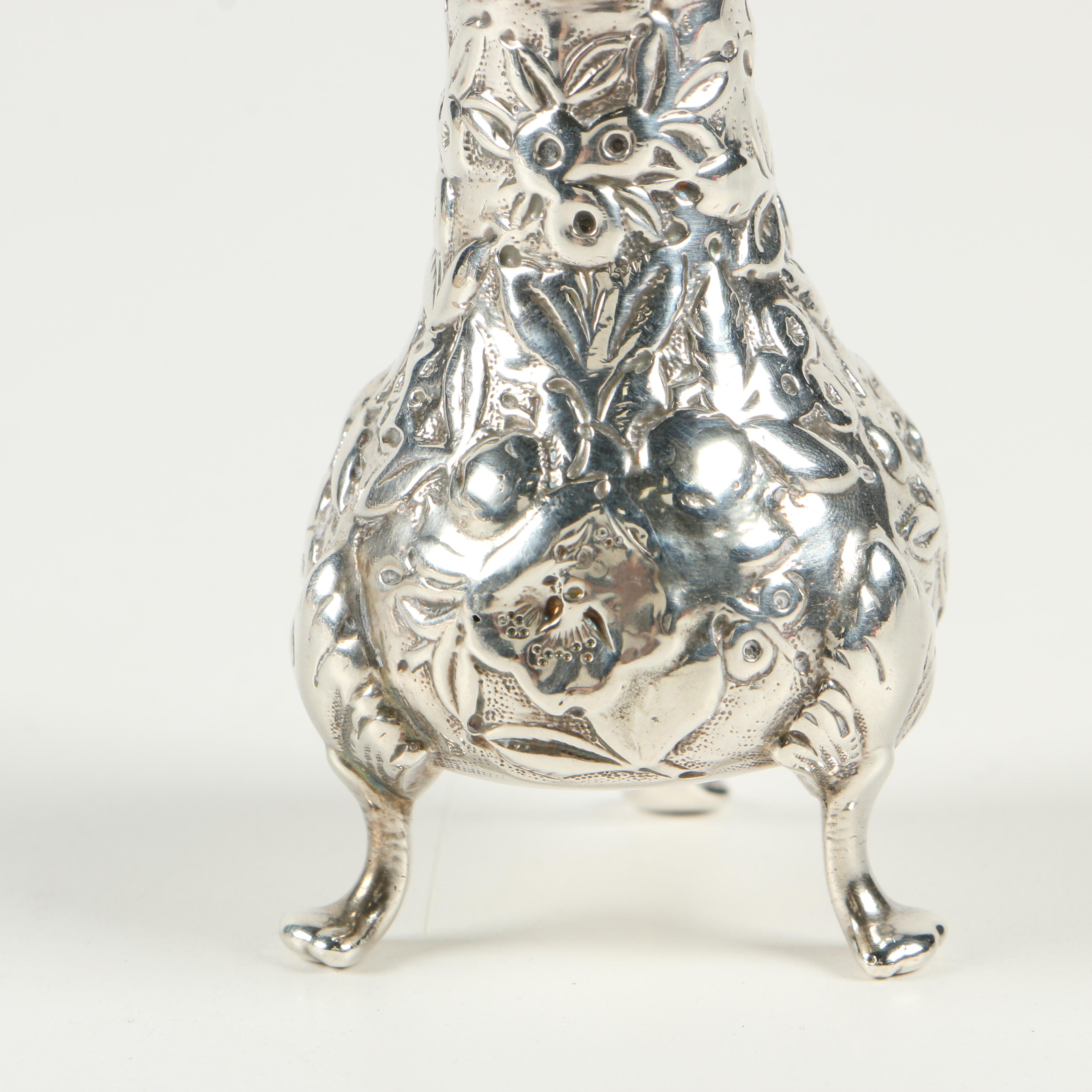 S. Kirk & Son Repoussé Sterling Silver Salt and Pepper Shakers, Late 19th C.
