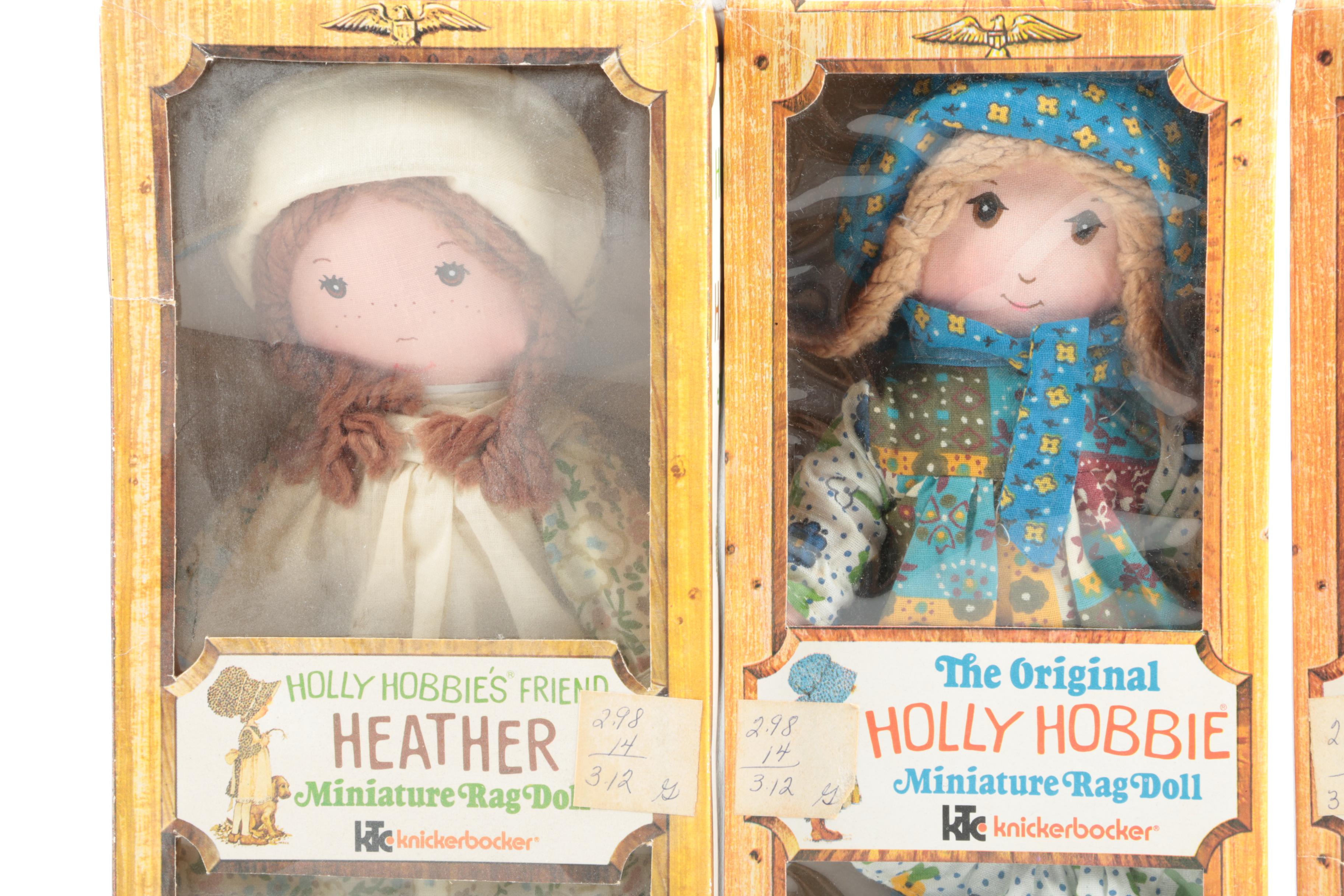 Original "Holly Hobbie" Rag Dolls with Boxes and Greeting Cards, Vintage