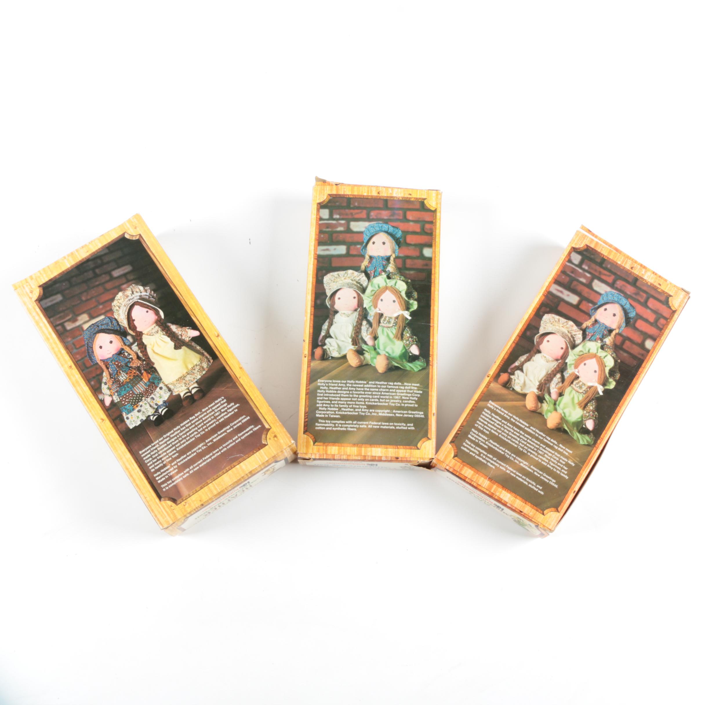 Original "Holly Hobbie" Rag Dolls with Boxes and Greeting Cards, Vintage