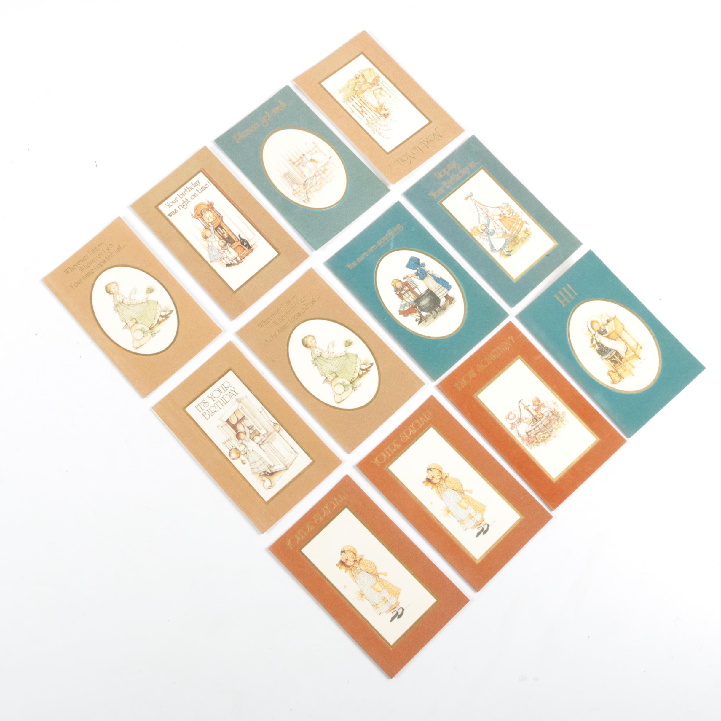 Original "Holly Hobbie" Rag Dolls with Boxes and Greeting Cards, Vintage