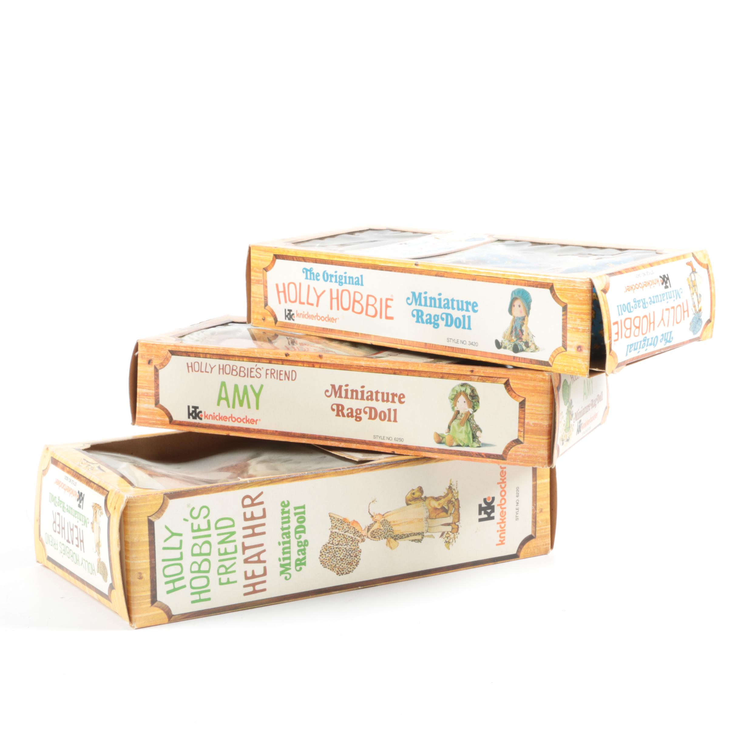 Original "Holly Hobbie" Rag Dolls with Boxes and Greeting Cards, Vintage