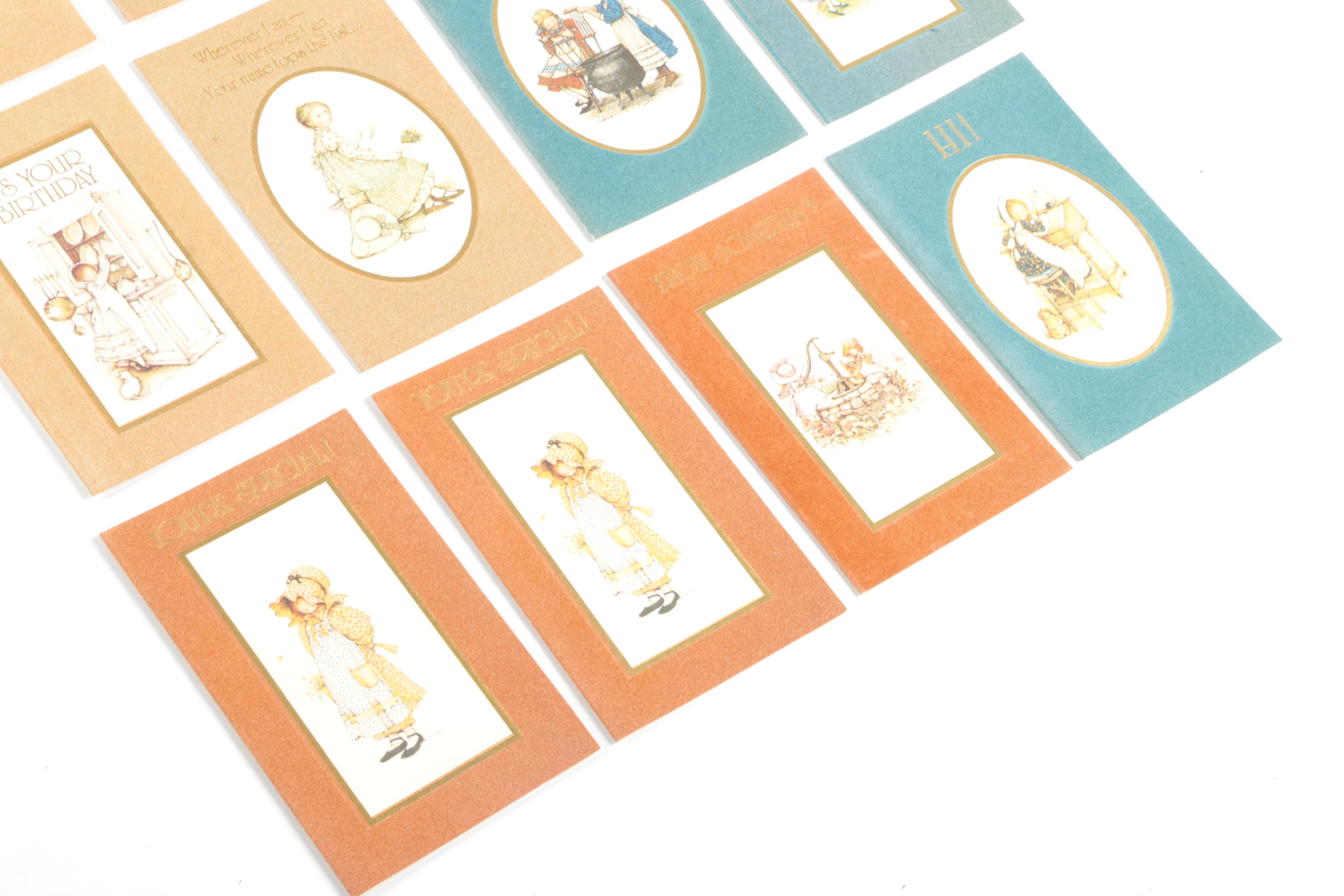 Original "Holly Hobbie" Rag Dolls with Boxes and Greeting Cards, Vintage