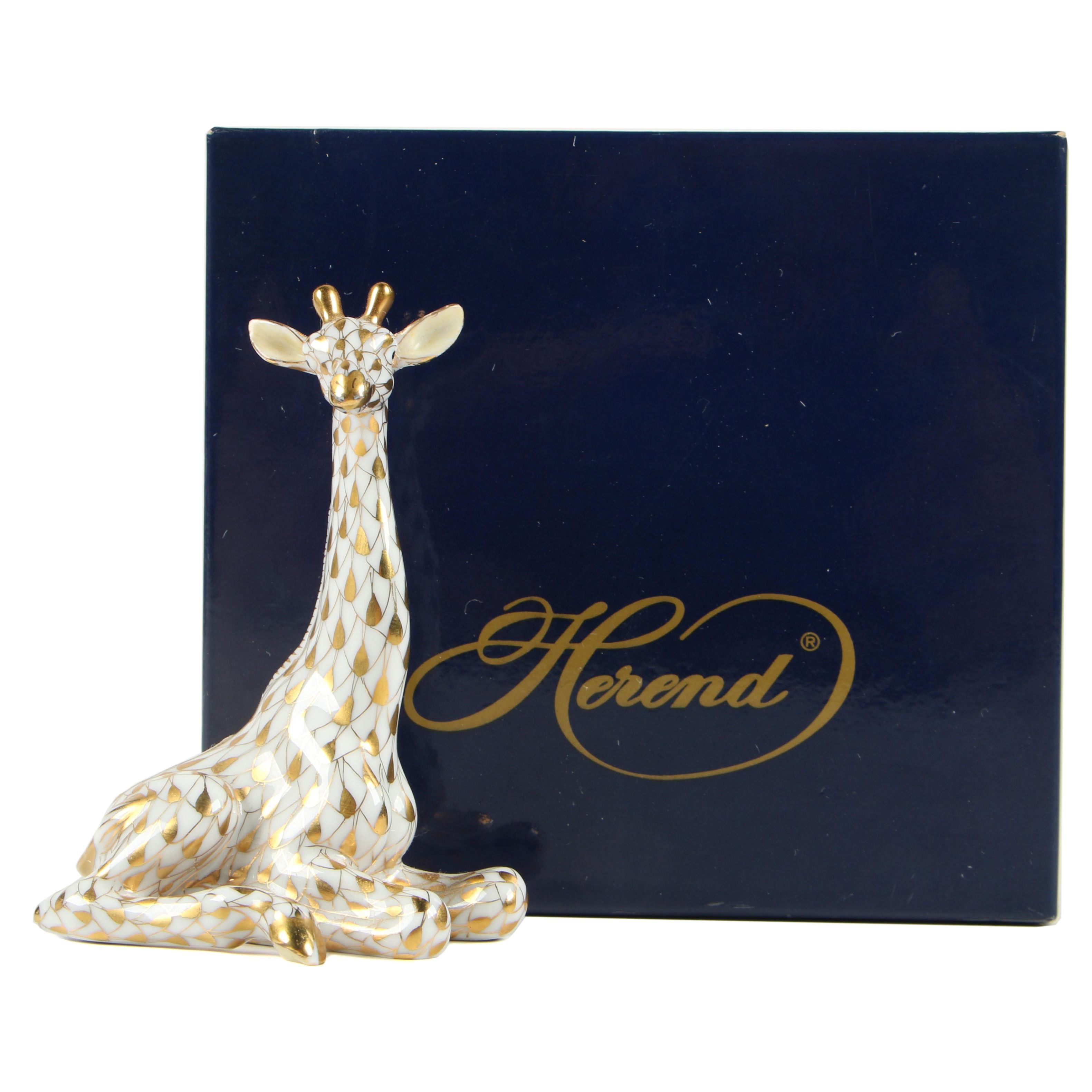 Herend Guild Gold Fishnet "Baby Giraffe" Porcelain Figurine, May 1999