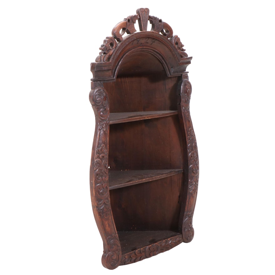 Irish Carved Corner Cabinet