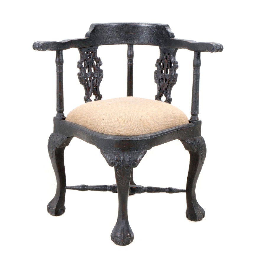 Chippendale Style Corner Chair, Late 20th Century