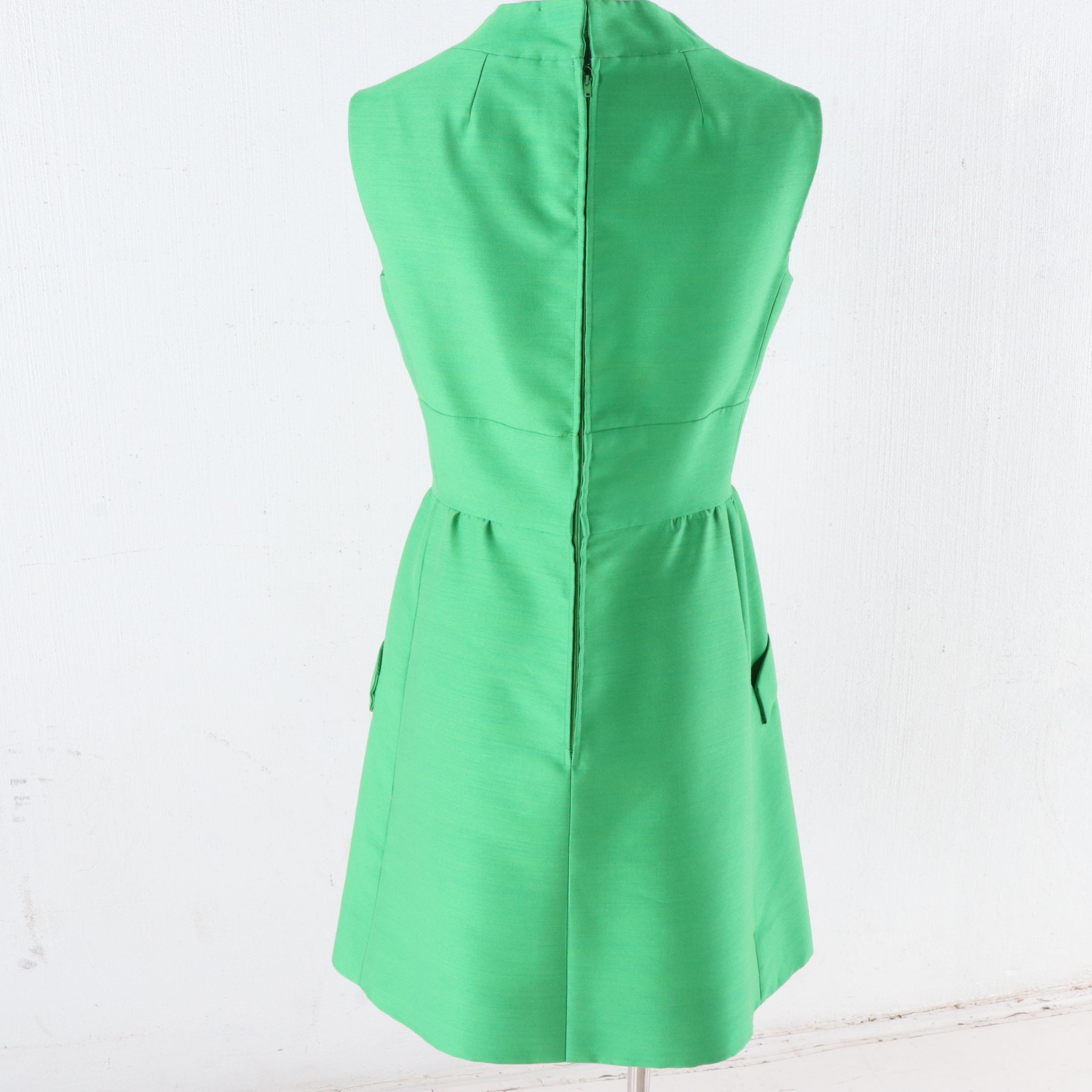 Shannon Rodgers for Jerry Silverman Kelly Green Sleeveless Day Dress, Vintage