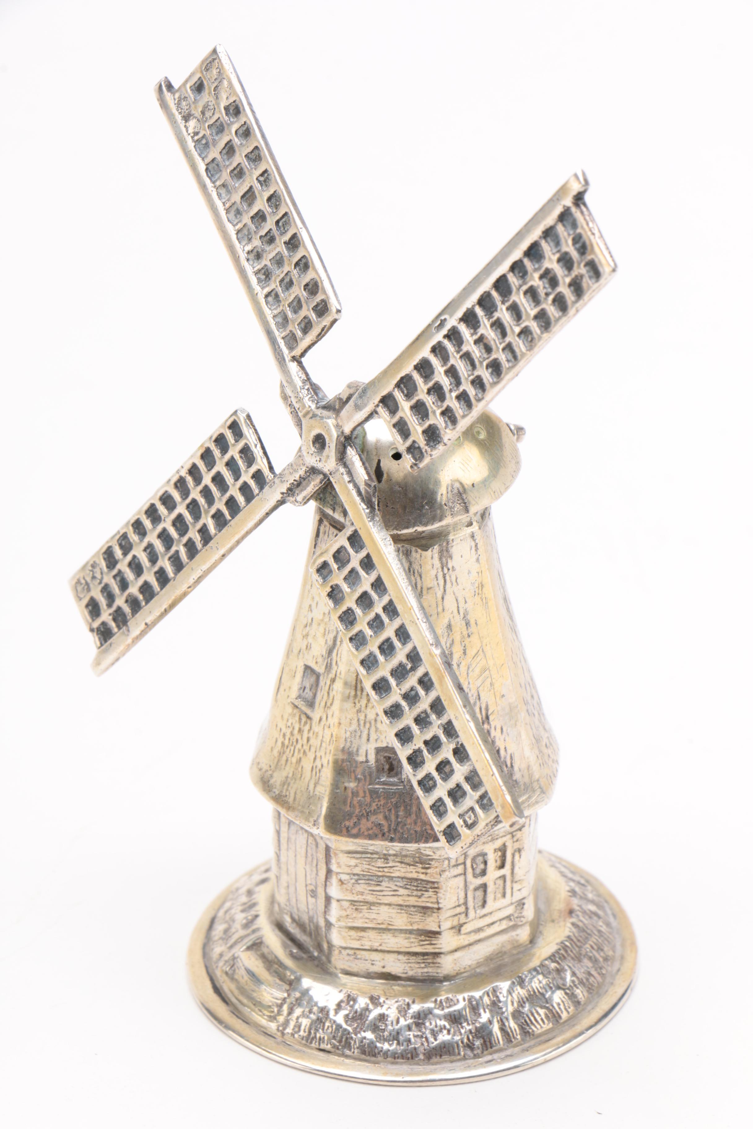 Dutch 800 Silver Windmill Figurine, 1906-1953