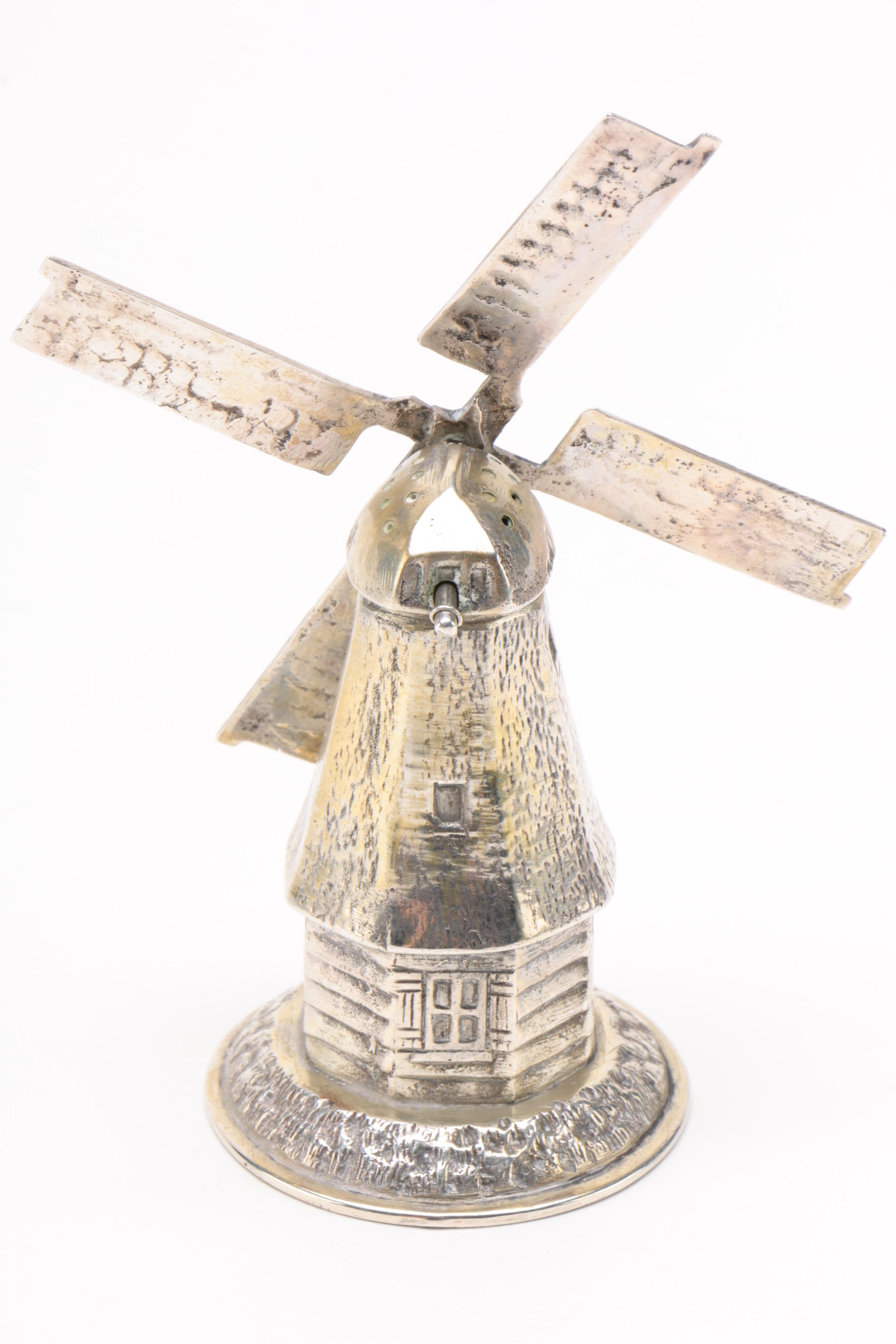 Dutch 800 Silver Windmill Figurine, 1906-1953