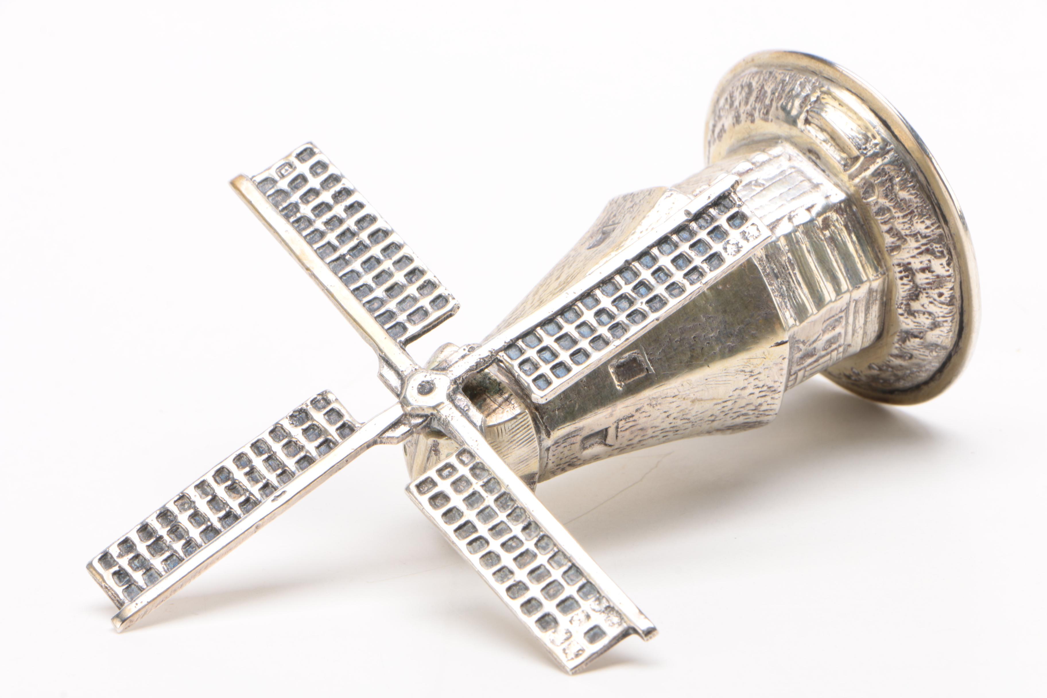 Dutch 800 Silver Windmill Figurine, 1906-1953