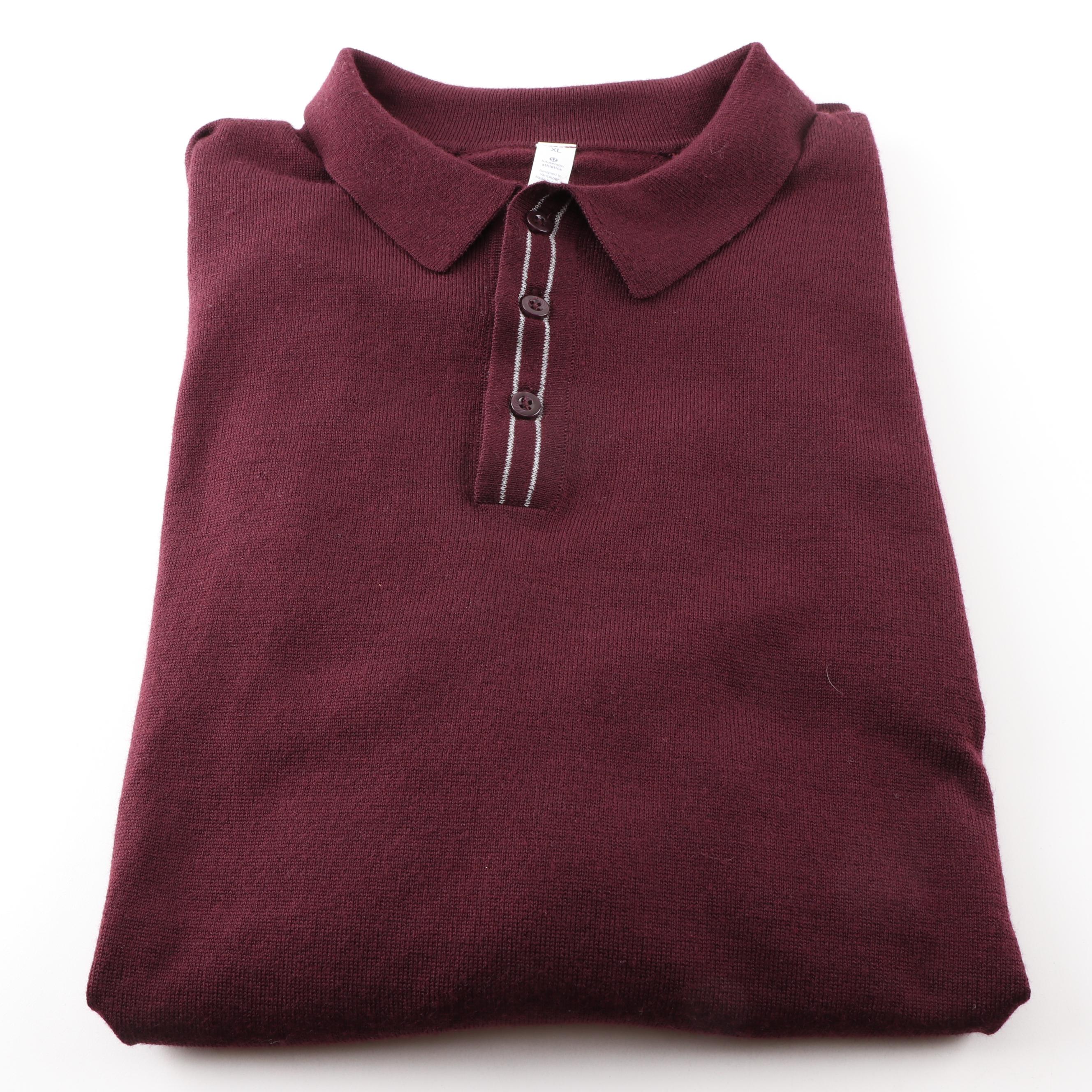 Men's Lululemon Techwool Long Sleeve Polo in Arctic Plum
