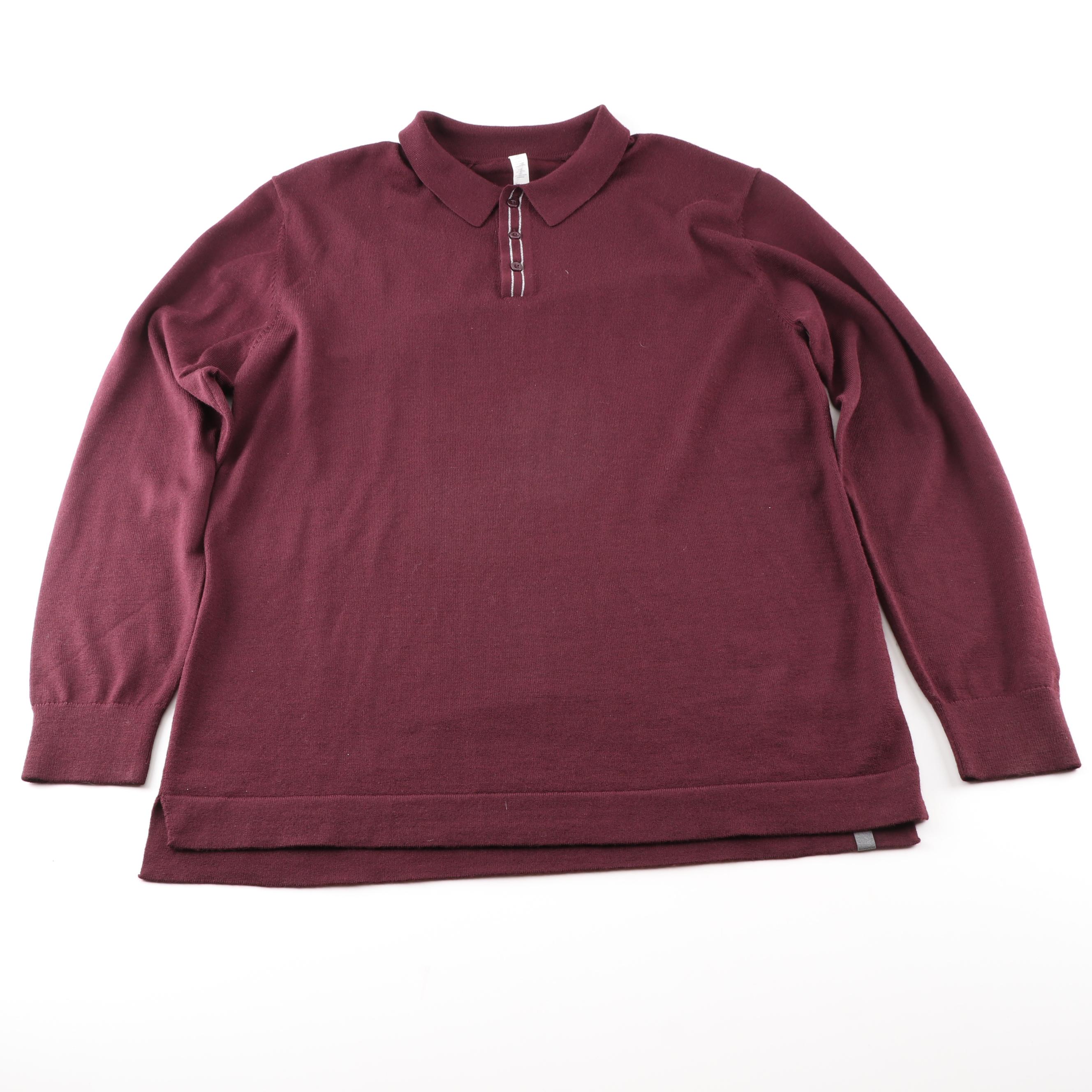 Men's Lululemon Techwool Long Sleeve Polo in Arctic Plum