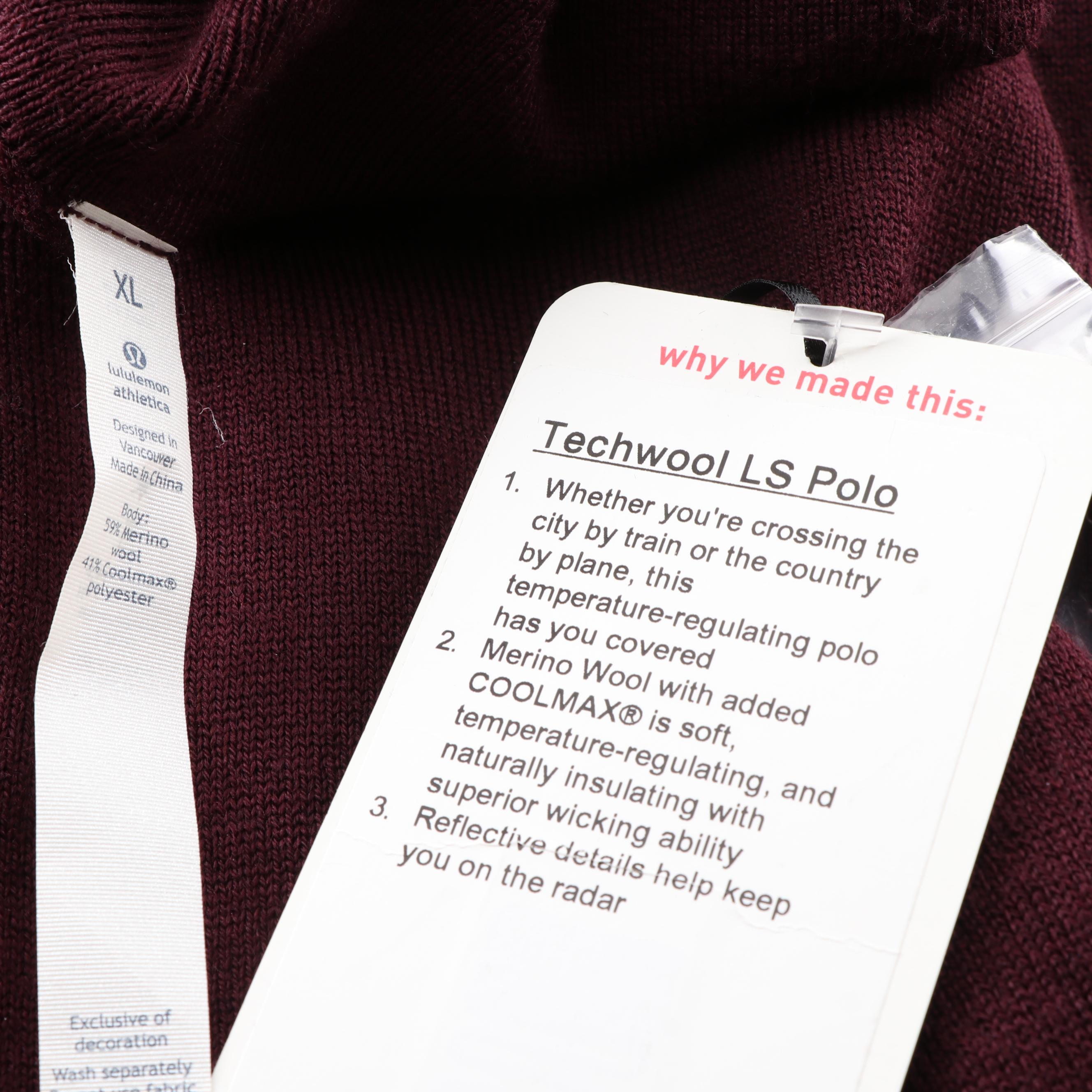 Men's Lululemon Techwool Long Sleeve Polo in Arctic Plum