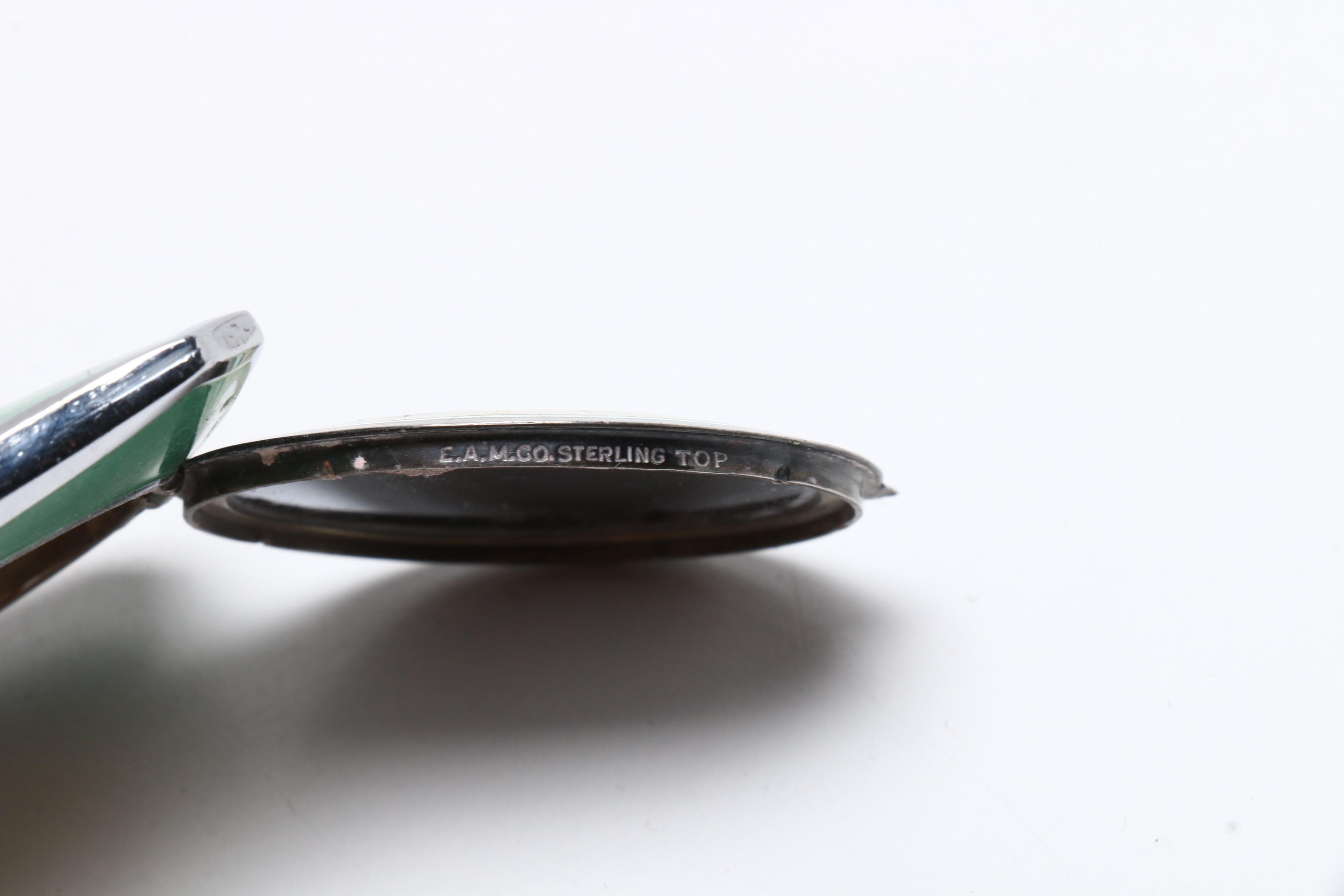 EAM Co. Sterling Silver and Guilloche Enamel Compact, Vintage