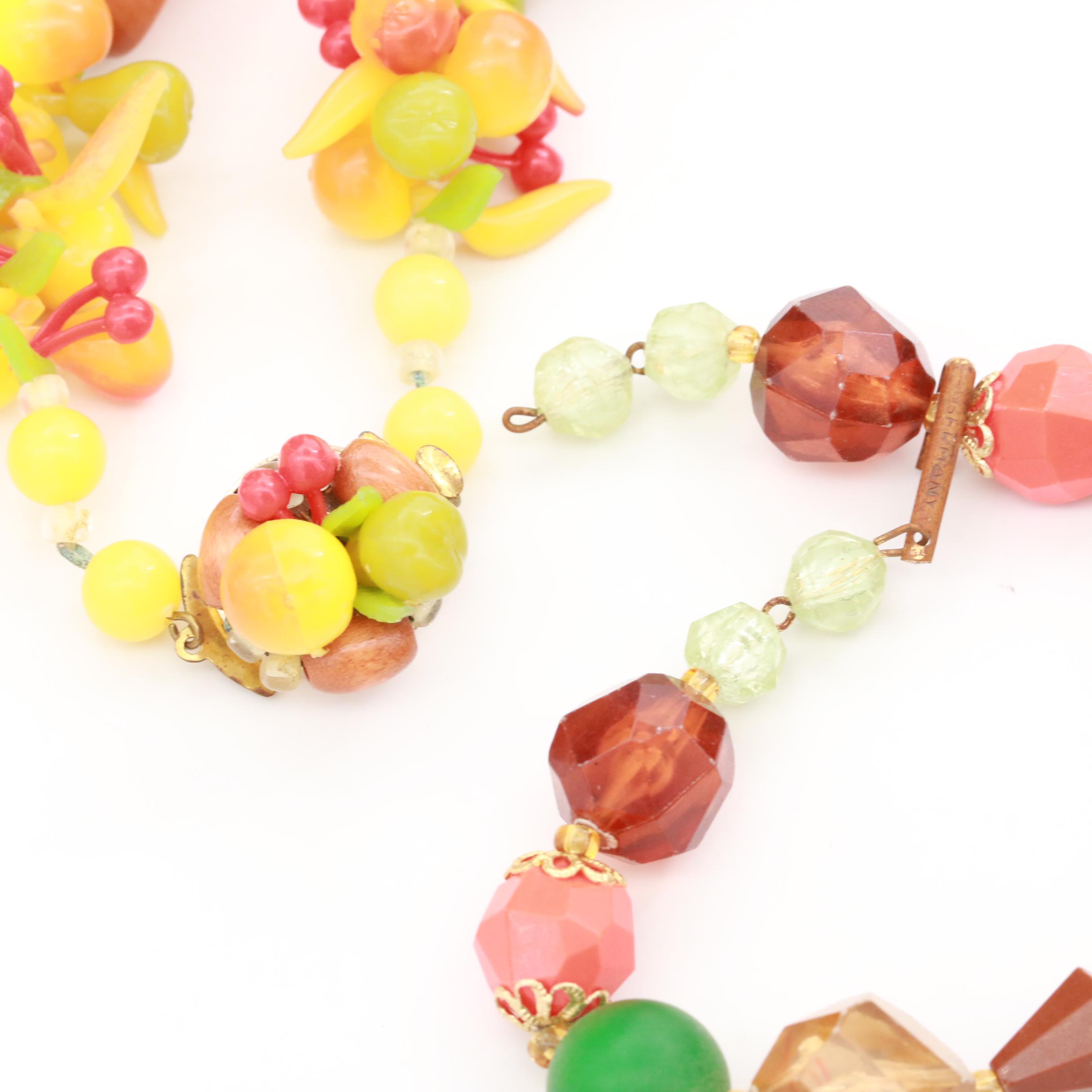 Circa 1960 West German Plastic Necklaces, Brooch and Earrings